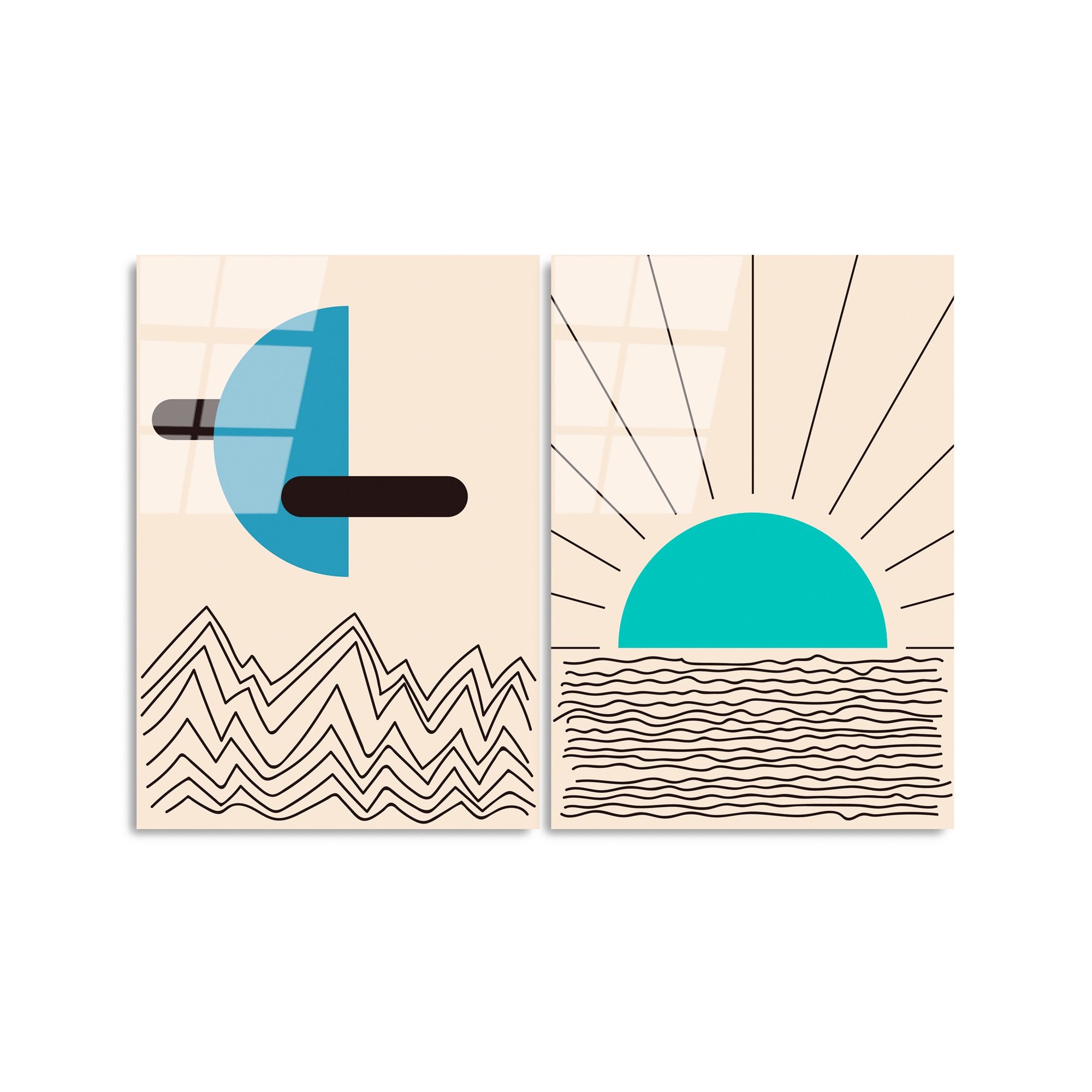 Quadro Decorativo em Vidro Temperado UV-942, Multicolor, 2 Peças 45 x 65 cm, 4 mm