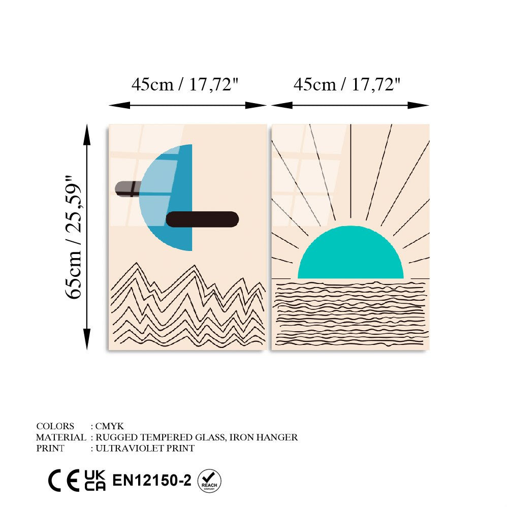 Quadro Decorativo em Vidro Temperado UV-942, Multicolor, 2 Peças 45 x 65 cm, 4 mm