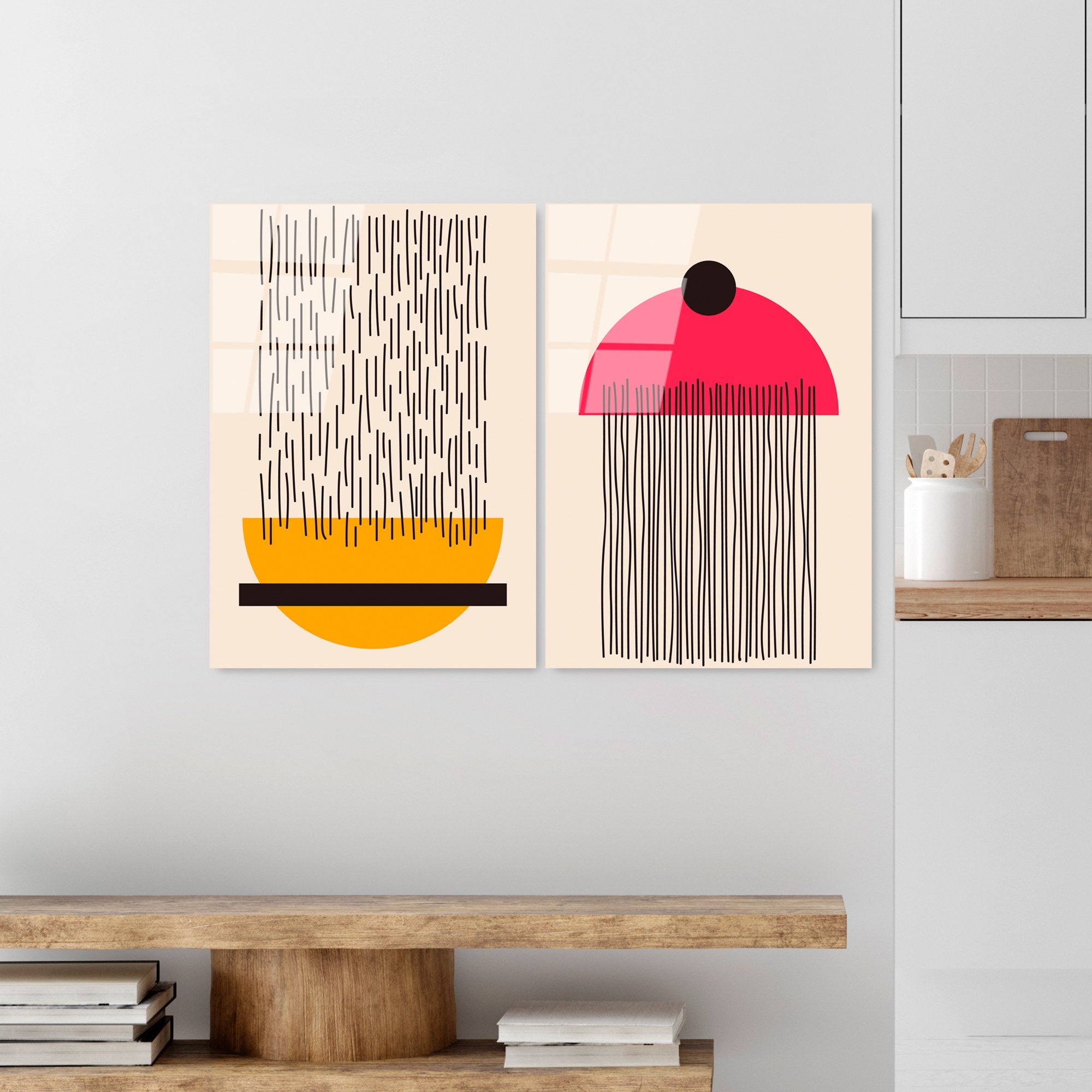 Quadro Decorativo em Vidro Temperado UV-943, Multicolor, 45 x 65 cm (2 Peças), 4 mm