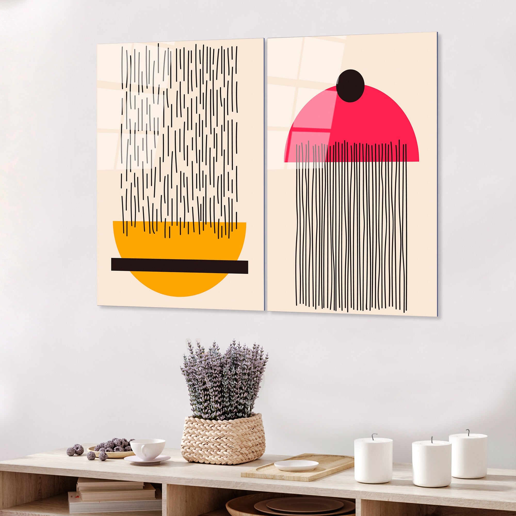 Quadro Decorativo em Vidro Temperado UV-943, Multicolor, 45 x 65 cm (2 Peças), 4 mm