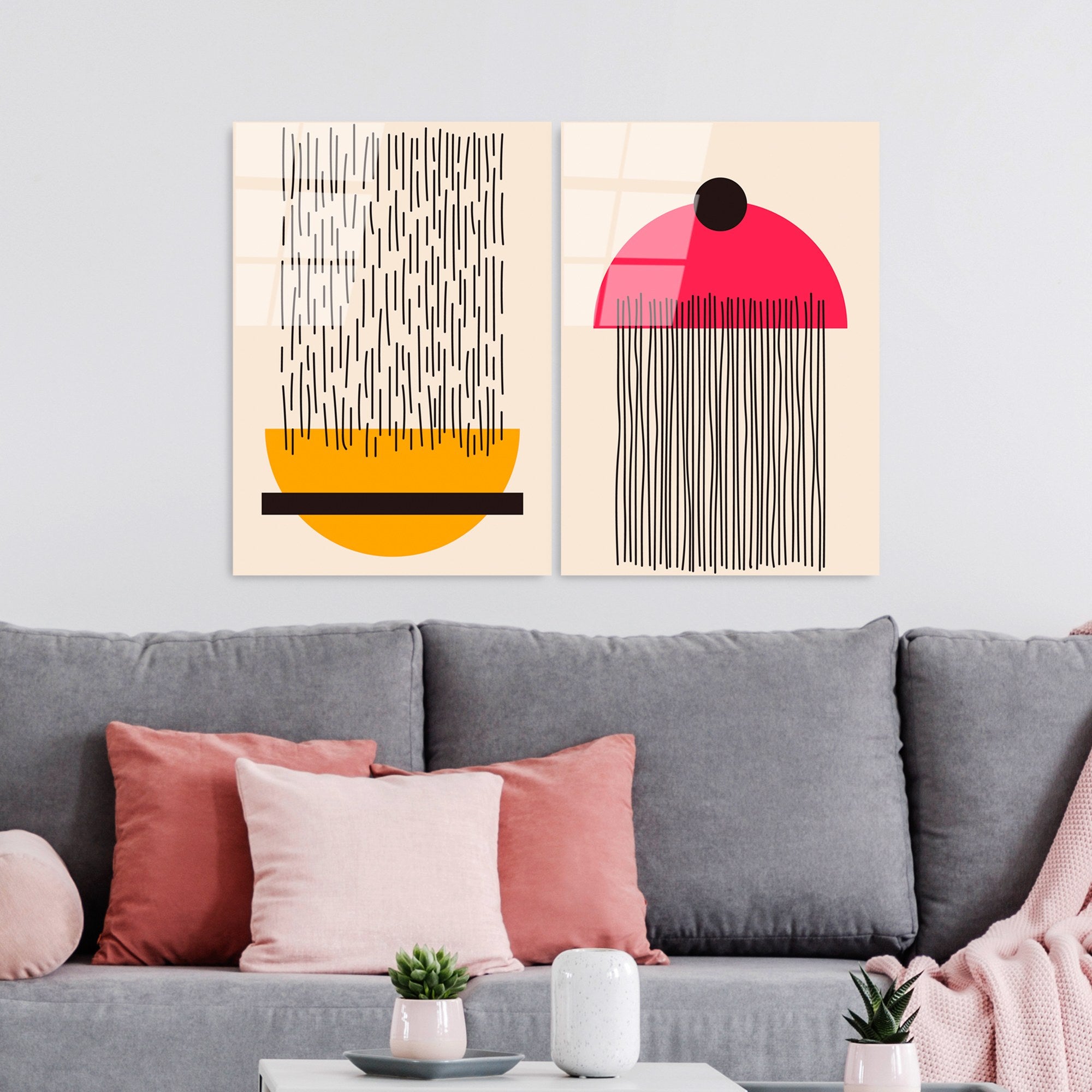 Quadro Decorativo em Vidro Temperado UV-943, Multicolor, 45 x 65 cm (2 Peças), 4 mm