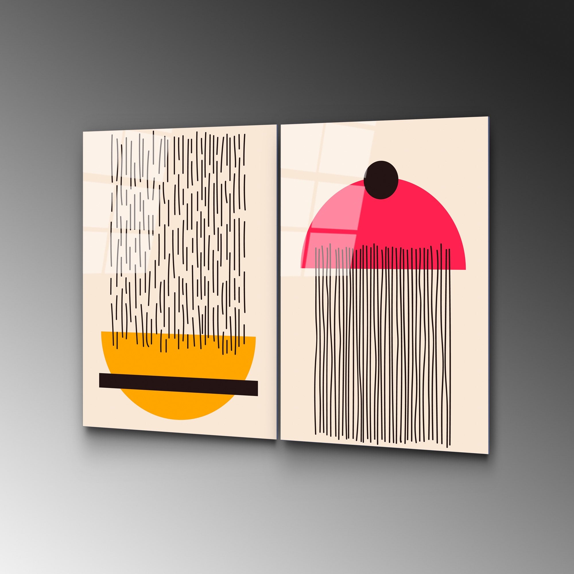 Quadro Decorativo em Vidro Temperado UV-943, Multicolor, 45 x 65 cm (2 Peças), 4 mm