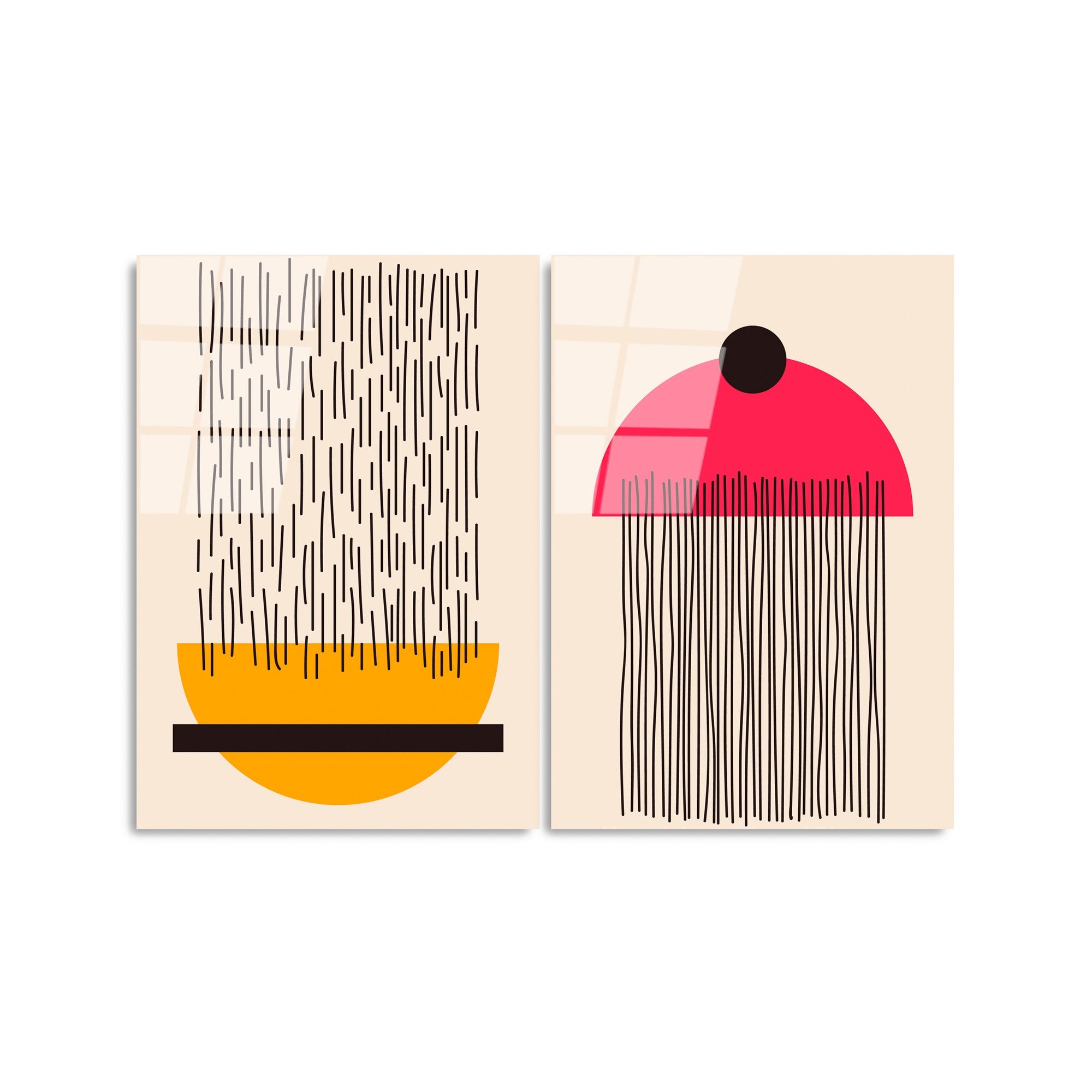 Quadro Decorativo em Vidro Temperado UV-943, Multicolor, 45 x 65 cm (2 Peças), 4 mm