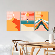 Quadro Decorativo em Vidro 100% Temperado UV-944 (3 Peças), Multicolor, 45 x 65 cm, 4 mm