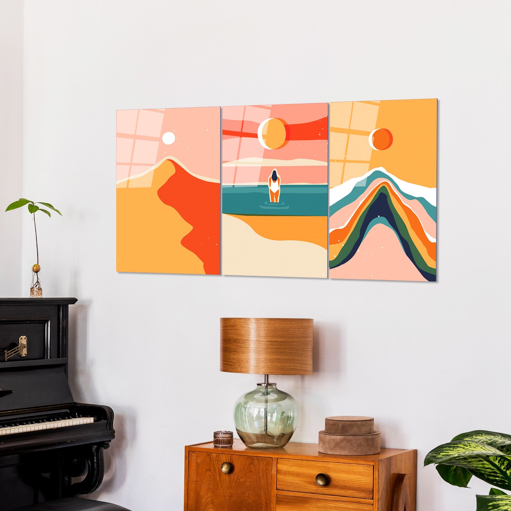 Quadro Decorativo em Vidro 100% Temperado UV-944 (3 Peças), Multicolor, 45 x 65 cm, 4 mm