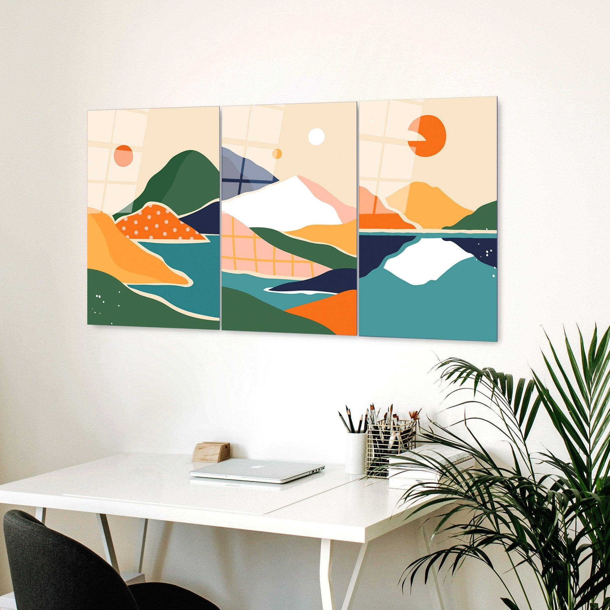 Quadro Decorativo em Vidro Temperado UV-945, Multicolor, 45 x 65 cm (Conjunto de 3 Peças), Vidro de 4 mm