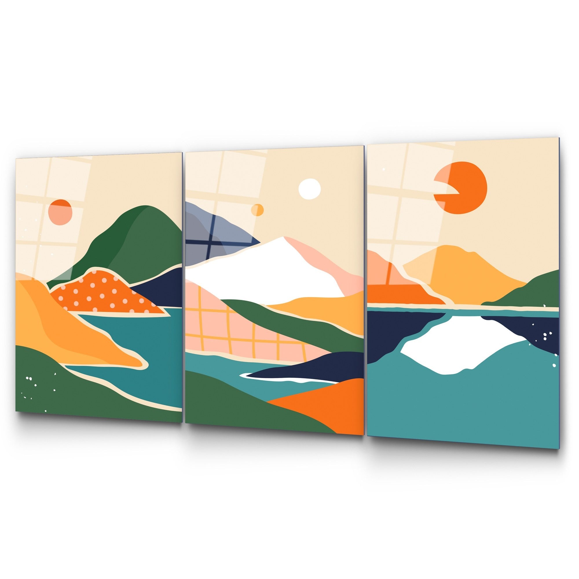 Quadro Decorativo em Vidro Temperado UV-945, Multicolor, 45 x 65 cm (Conjunto de 3 Peças), Vidro de 4 mm