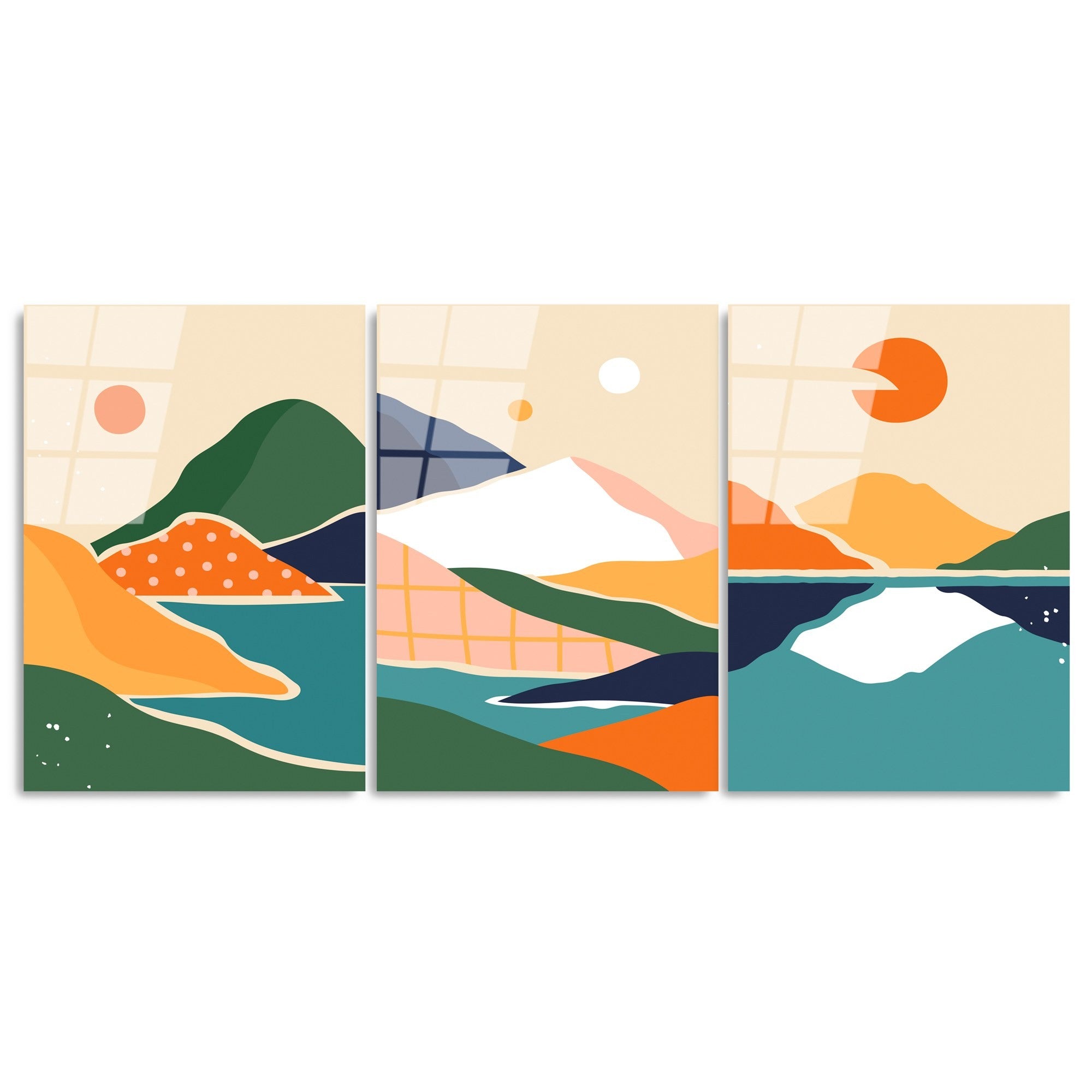 Quadro Decorativo em Vidro Temperado UV-945, Multicolor, 45 x 65 cm (Conjunto de 3 Peças), Vidro de 4 mm