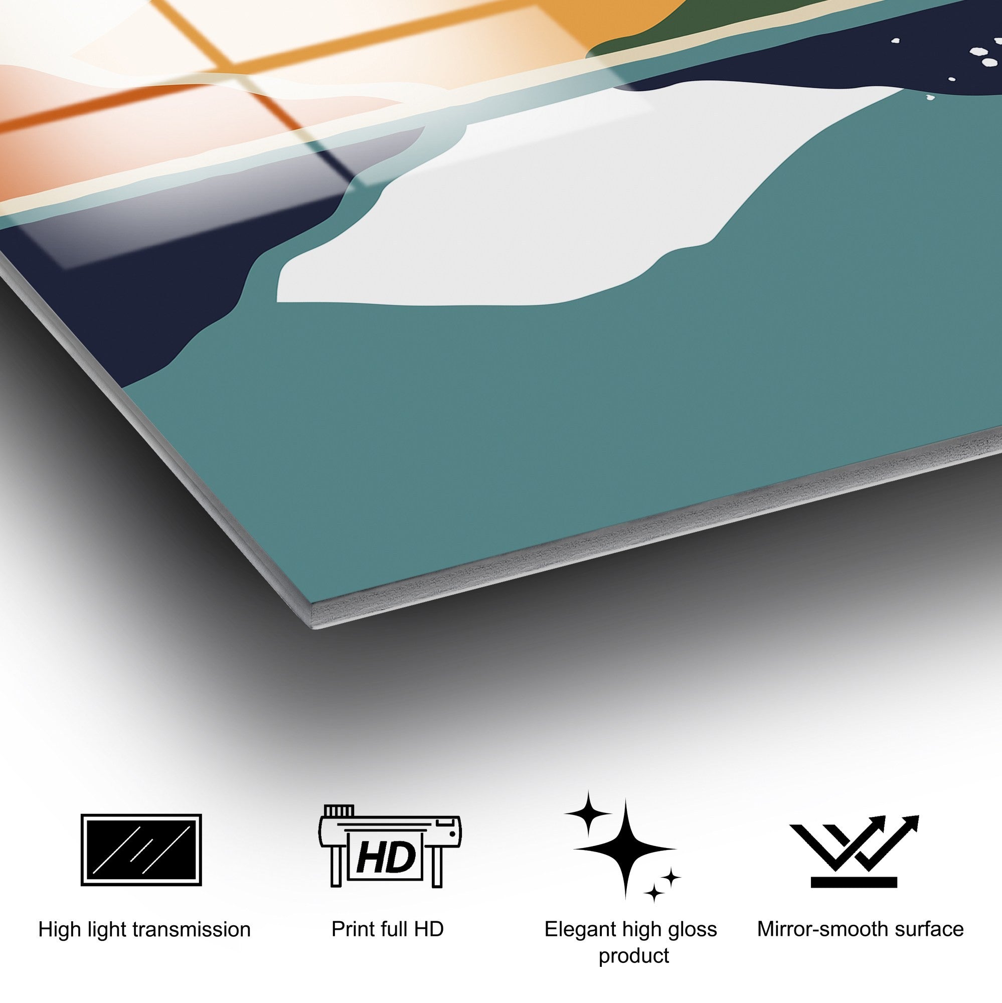 Quadro Decorativo em Vidro Temperado UV-945, Multicolor, 45 x 65 cm (Conjunto de 3 Peças), Vidro de 4 mm