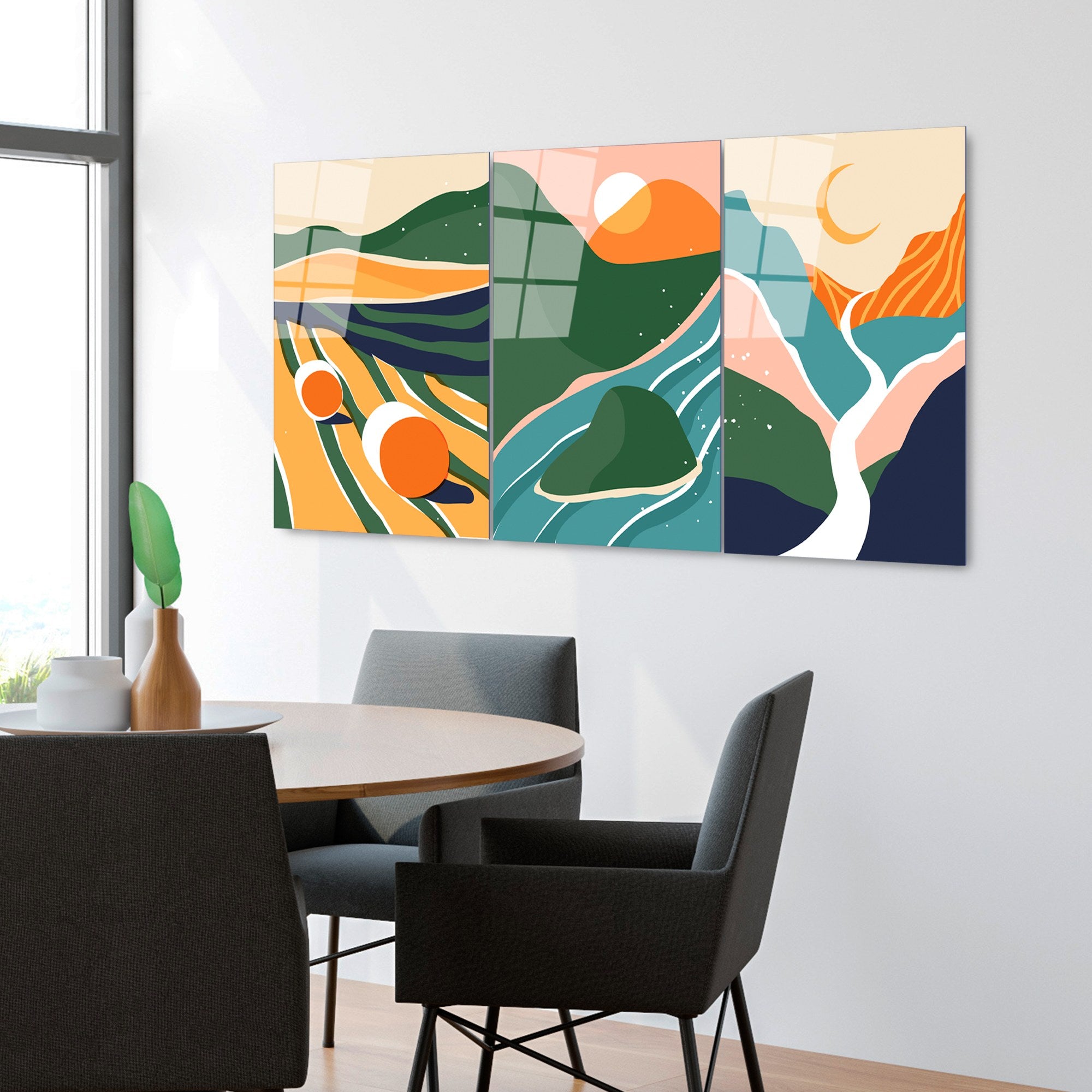 UV-946 Tríptico Multicolor em Vidro Temperado 4 mm – 3 Peças 45 x 65 cm