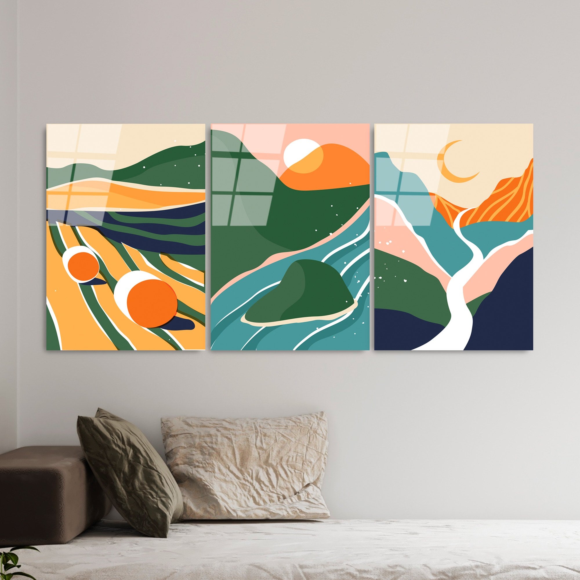 UV-946 Tríptico Multicolor em Vidro Temperado 4 mm – 3 Peças 45 x 65 cm