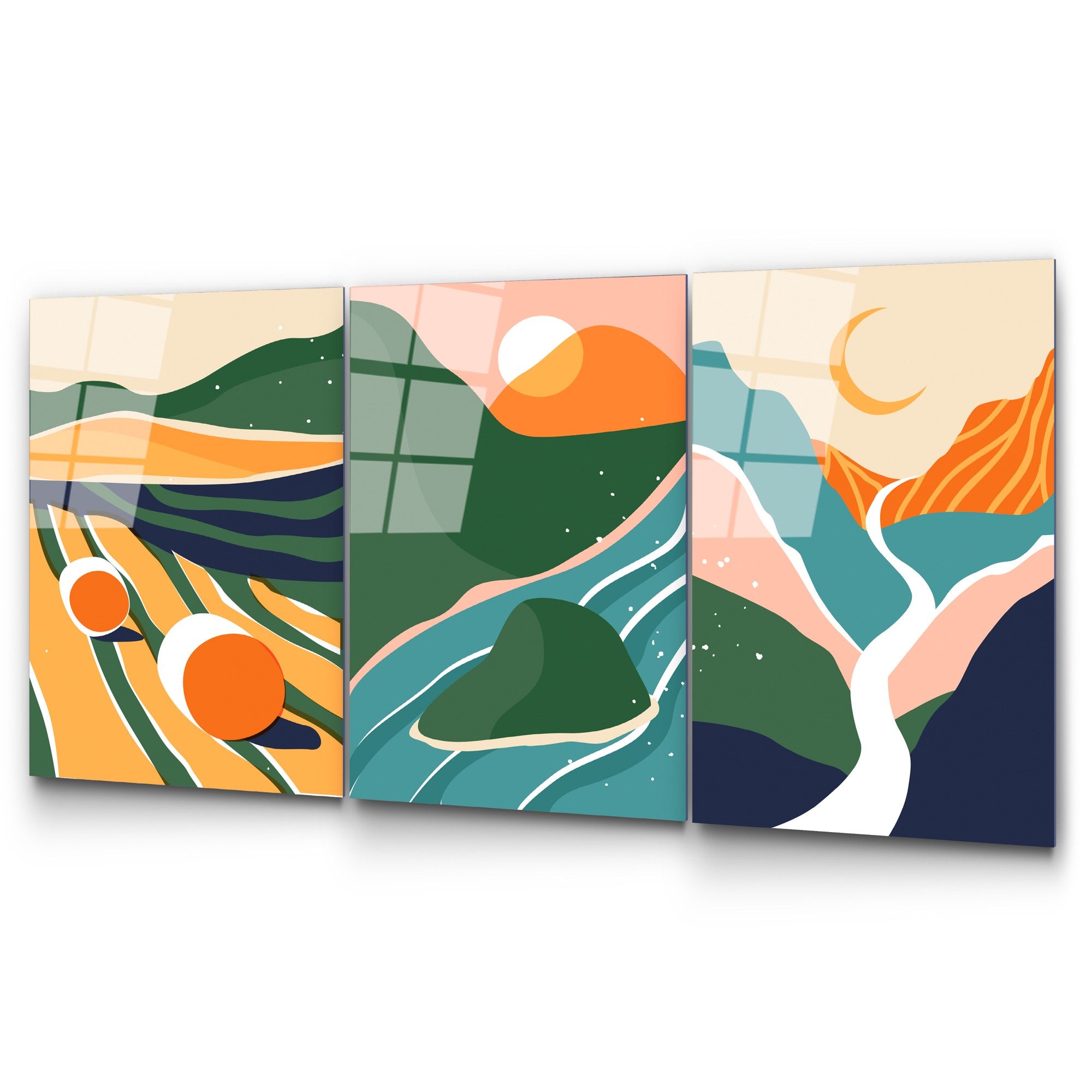 UV-946 Tríptico Multicolor em Vidro Temperado 4 mm – 3 Peças 45 x 65 cm