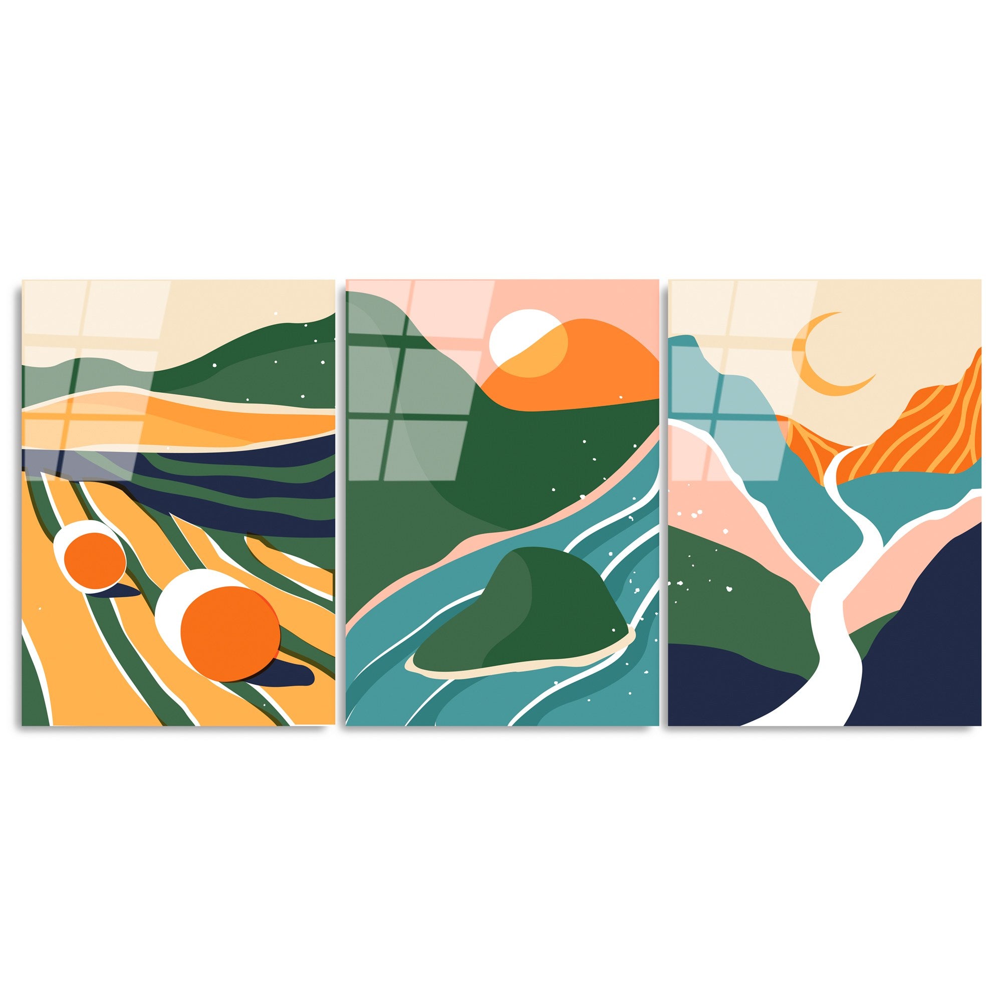 UV-946 Tríptico Multicolor em Vidro Temperado 4 mm – 3 Peças 45 x 65 cm