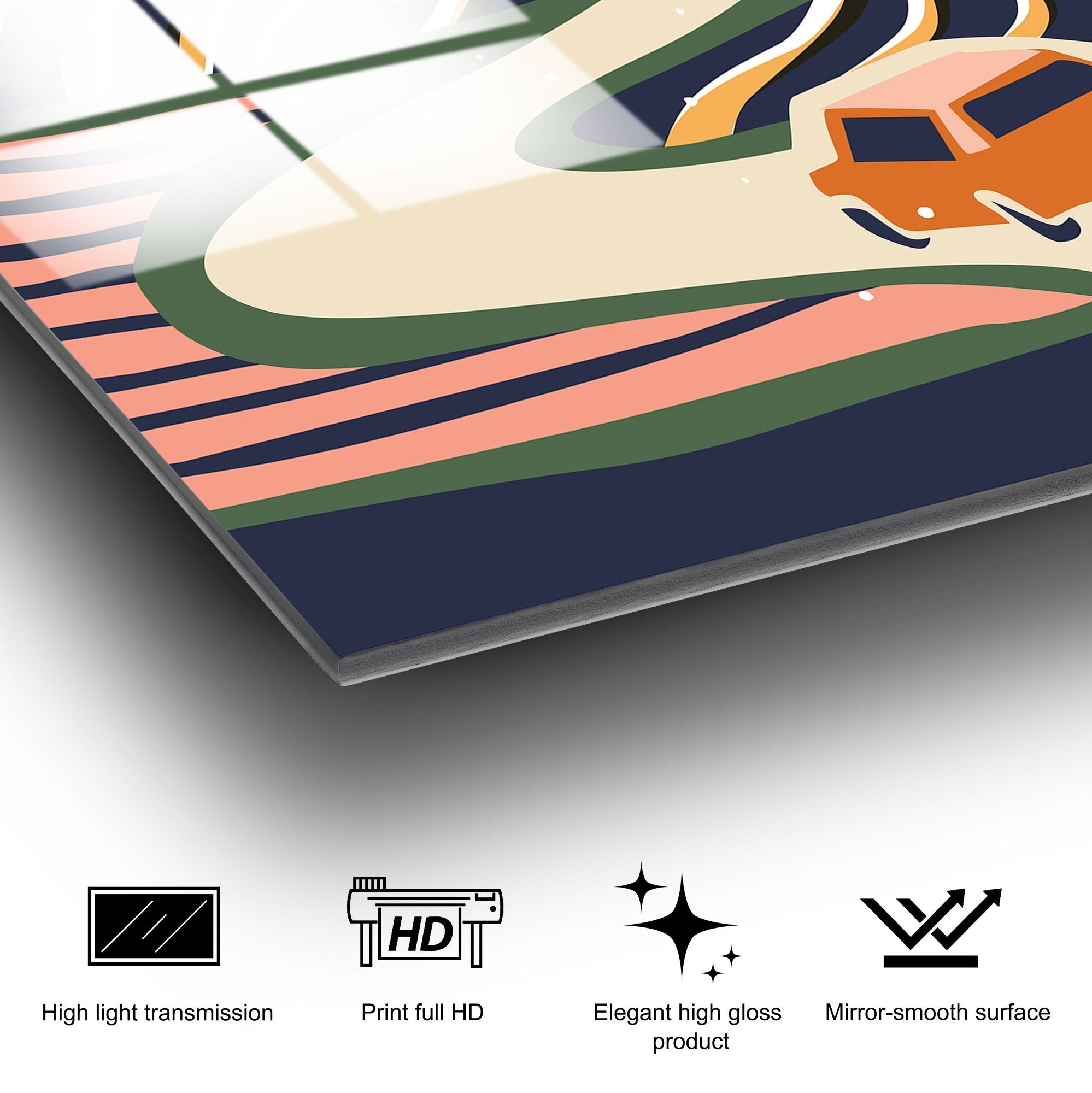 Quadro Decorativo em Vidro Temperado UV-947, 45 x 65 cm (3 Peças), Multicolor, 4 mm