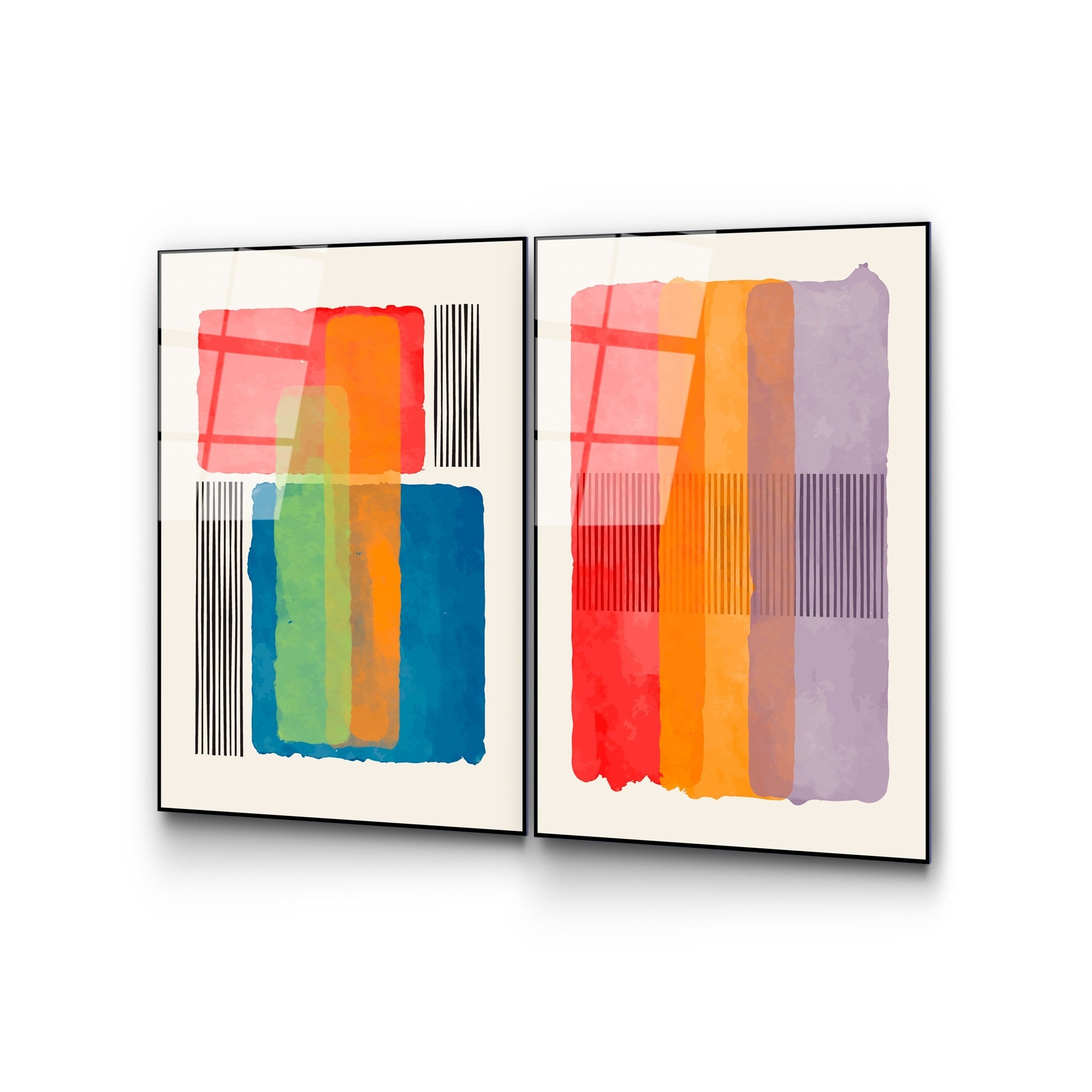 Quadro Decorativo em Vidro Temperado UV-948, Multicolor, 45 x 65 cm (2 Peças), 4 mm