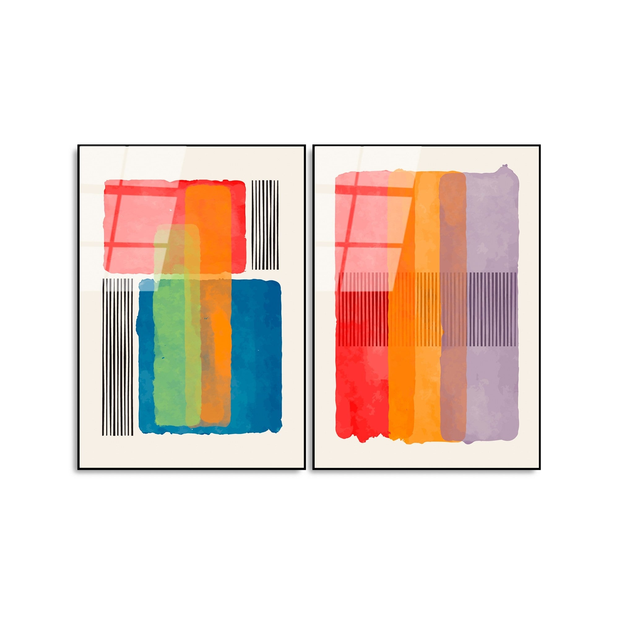 Quadro Decorativo em Vidro Temperado UV-948, Multicolor, 45 x 65 cm (2 Peças), 4 mm