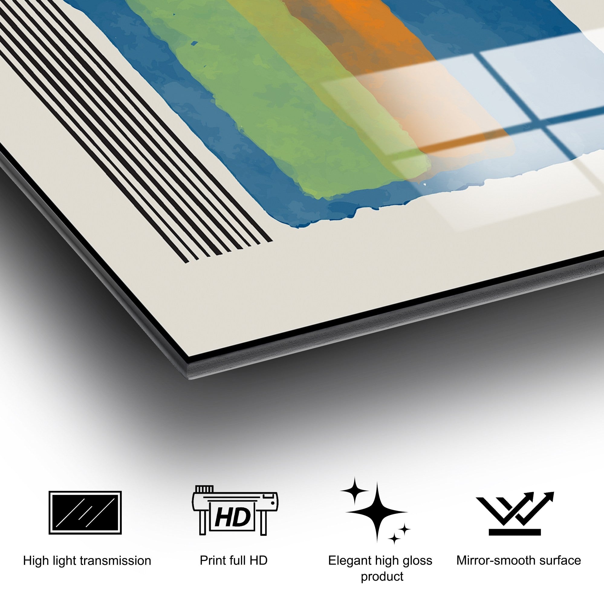 Quadro Decorativo em Vidro Temperado UV-948, Multicolor, 45 x 65 cm (2 Peças), 4 mm