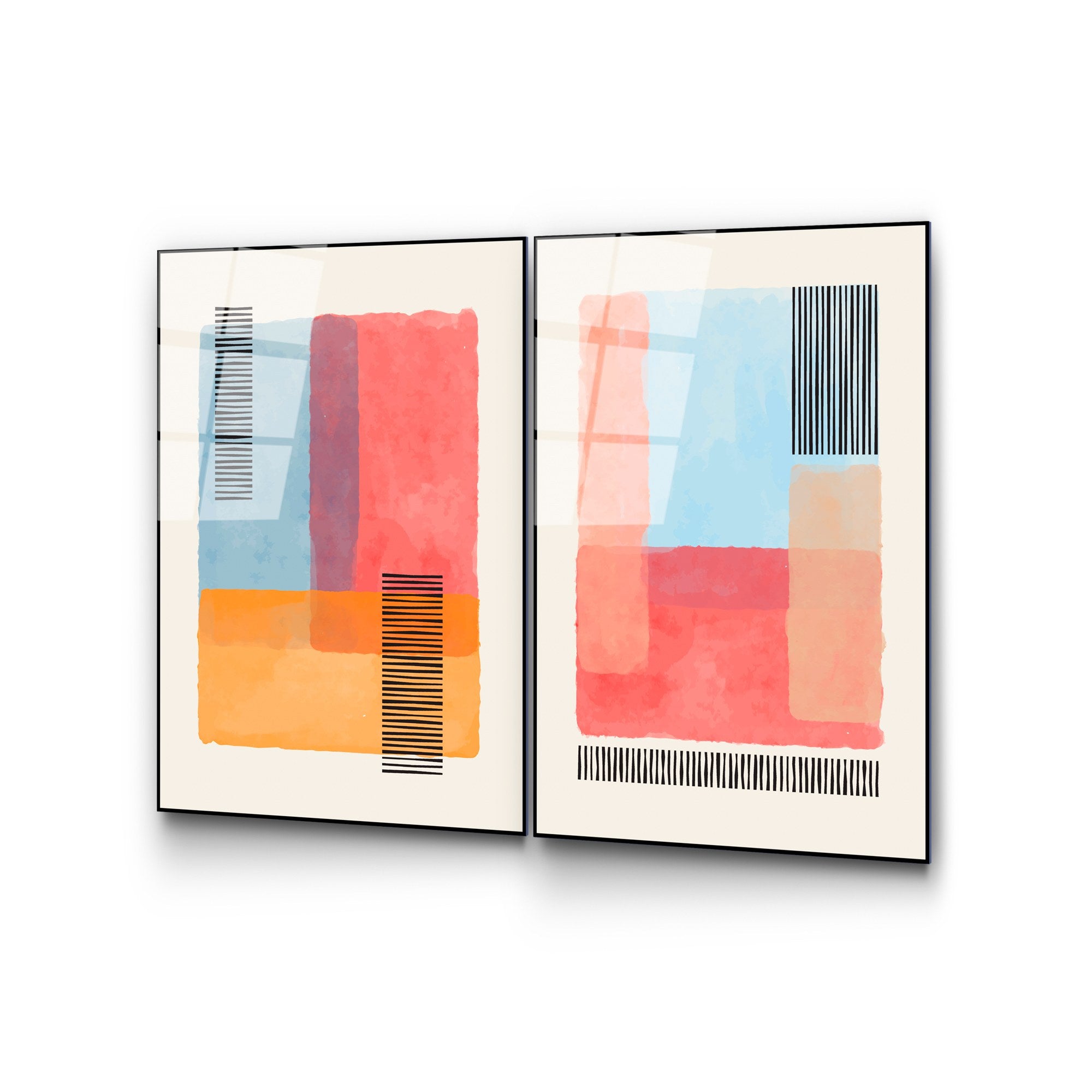 UV-949 Conjunto de Quadros em Vidro Temperado 4 mm, 45 x 65 cm (2 Peças) – Multicolor