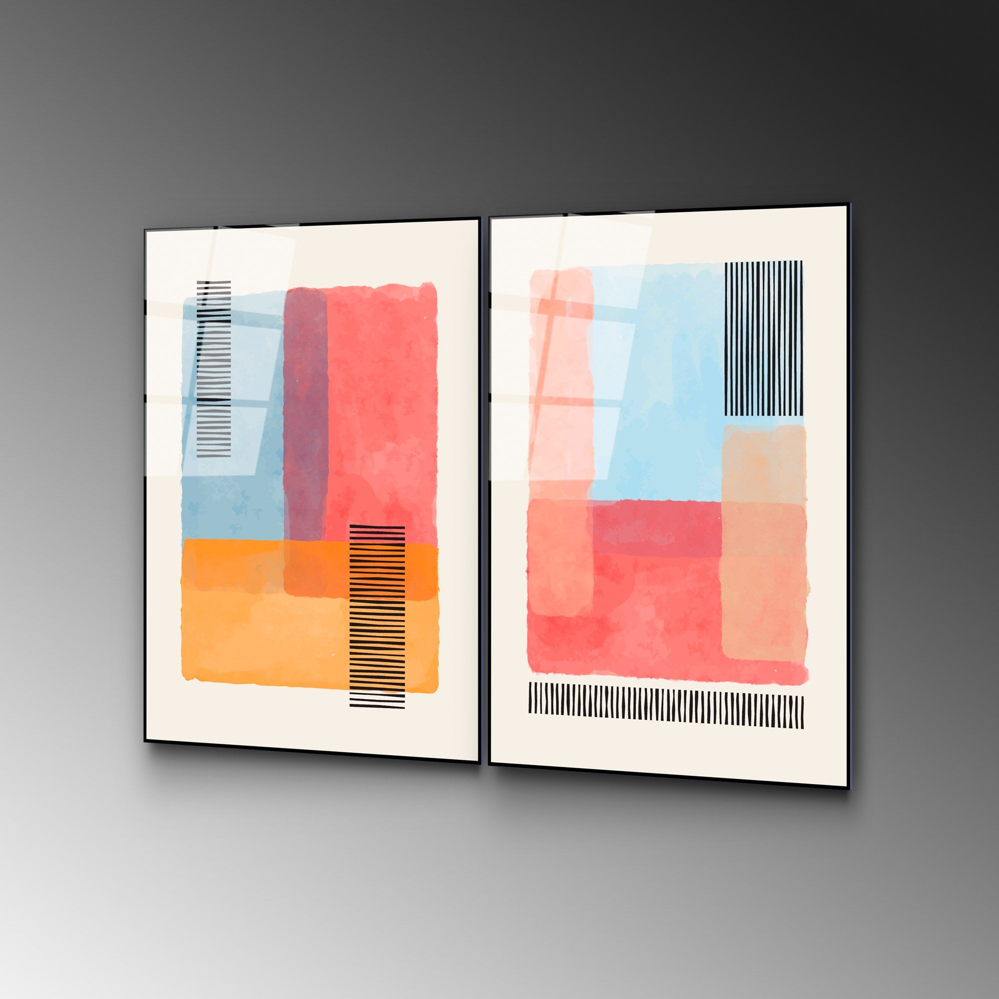 UV-949 Conjunto de Quadros em Vidro Temperado 4 mm, 45 x 65 cm (2 Peças) – Multicolor