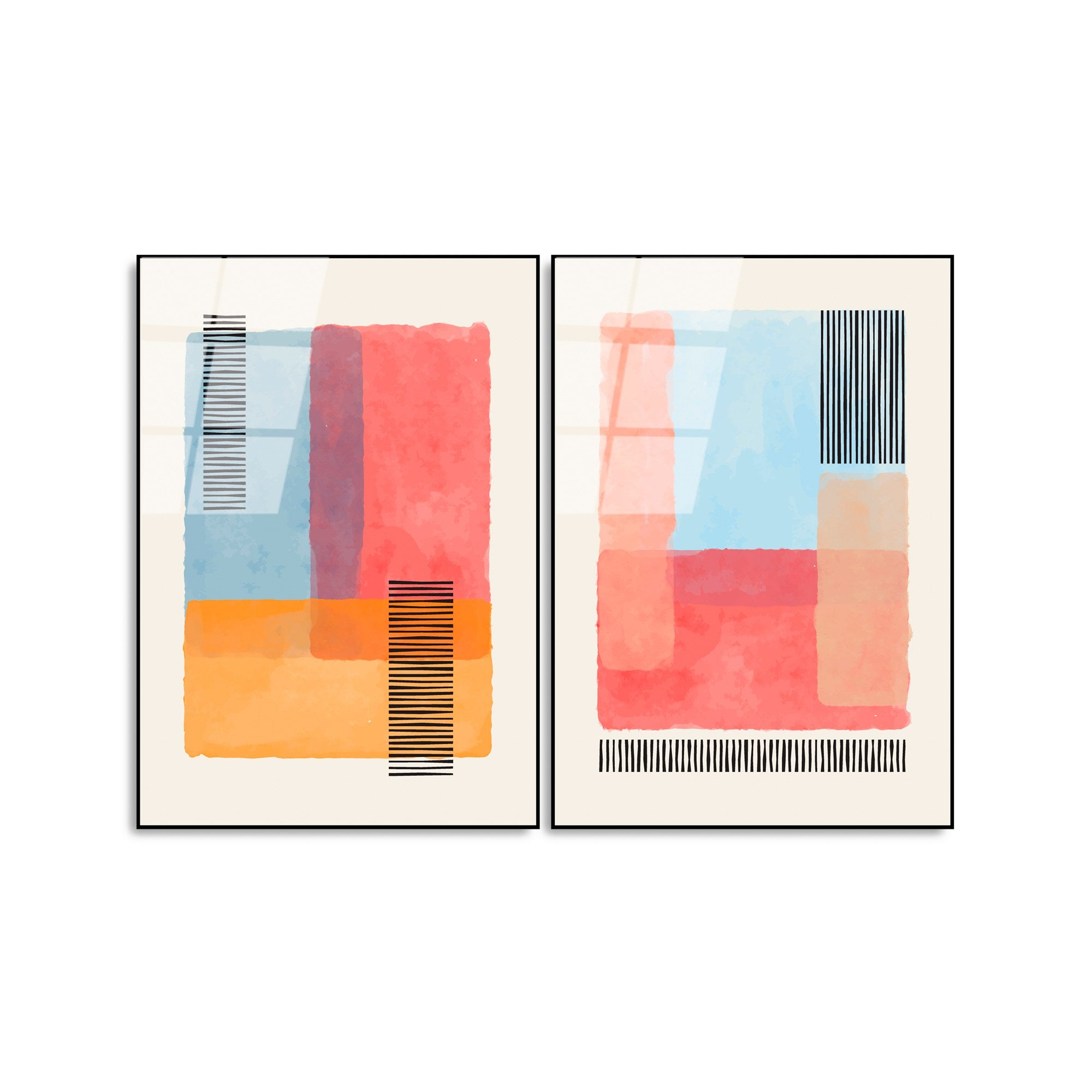 UV-949 Conjunto de Quadros em Vidro Temperado 4 mm, 45 x 65 cm (2 Peças) – Multicolor