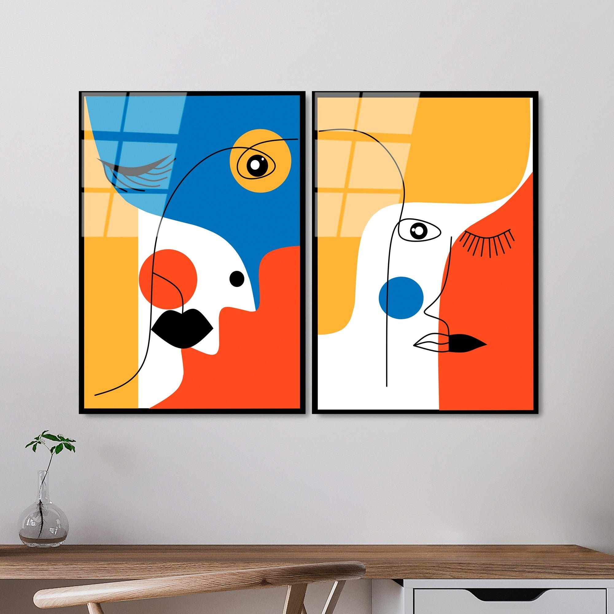 Quadro Decorativo em Vidro Temperado UV-950 (2 Peças) – Multicolor, 45 x 65 cm, 4 mm