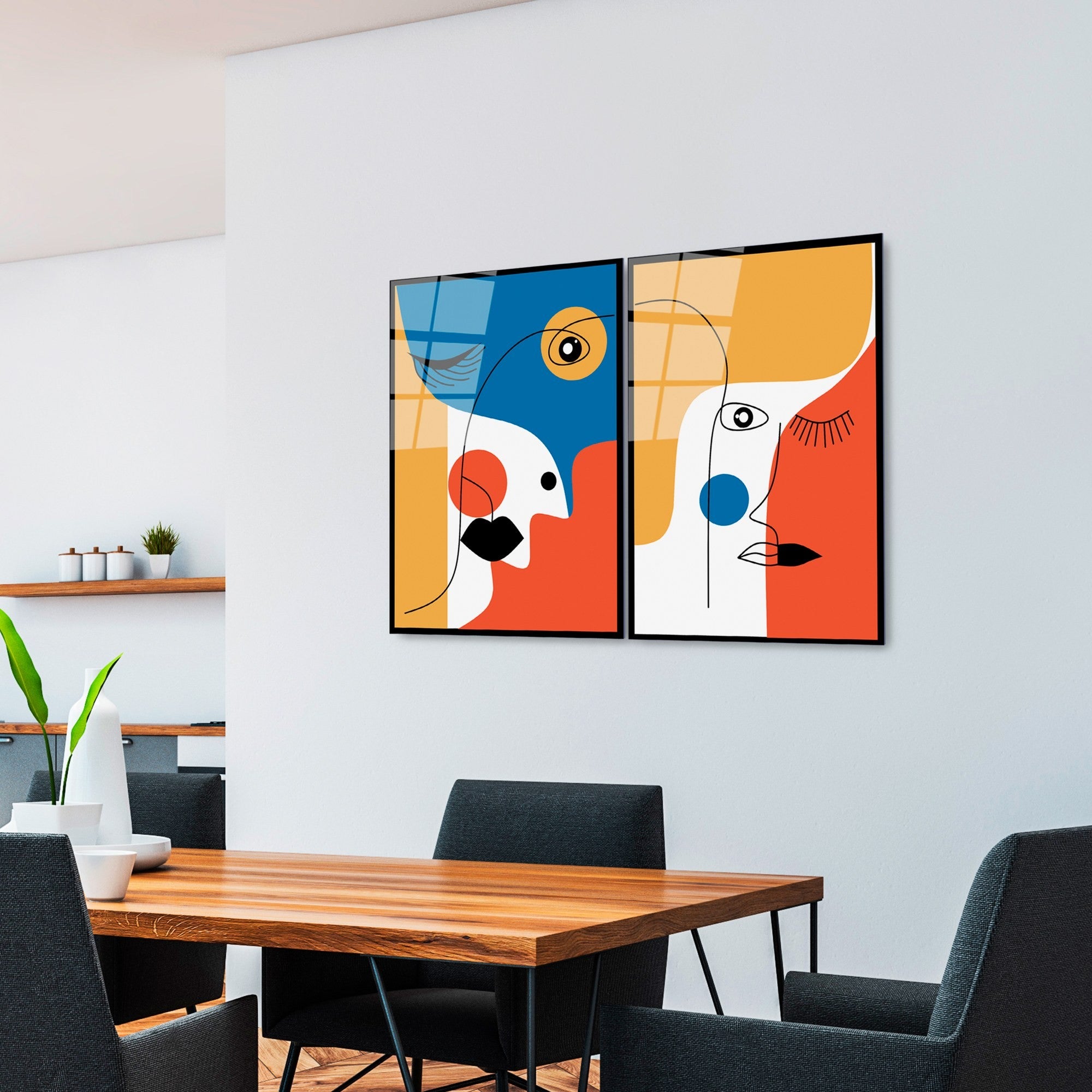 Quadro Decorativo em Vidro Temperado UV-950 (2 Peças) – Multicolor, 45 x 65 cm, 4 mm
