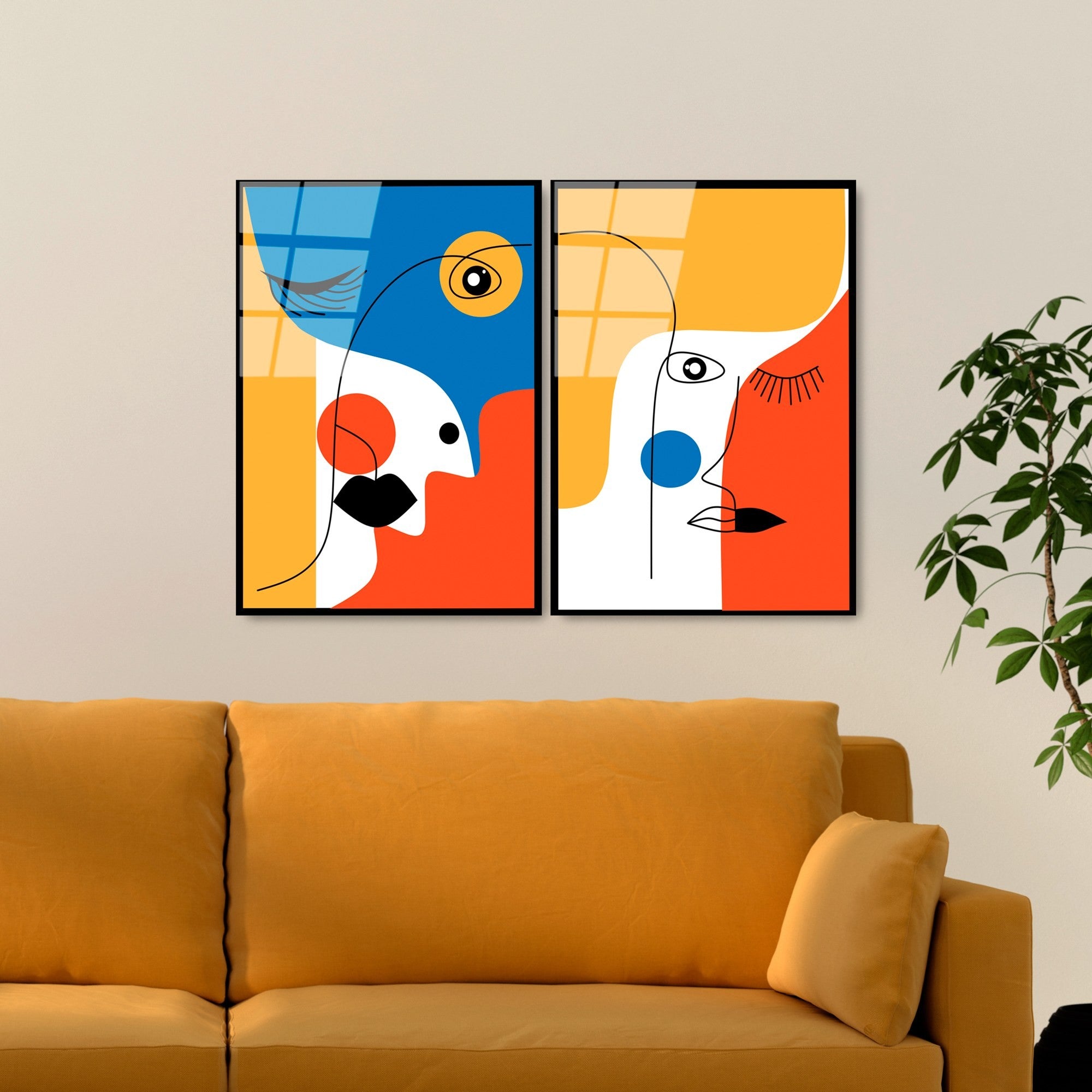 Quadro Decorativo em Vidro Temperado UV-950 (2 Peças) – Multicolor, 45 x 65 cm, 4 mm