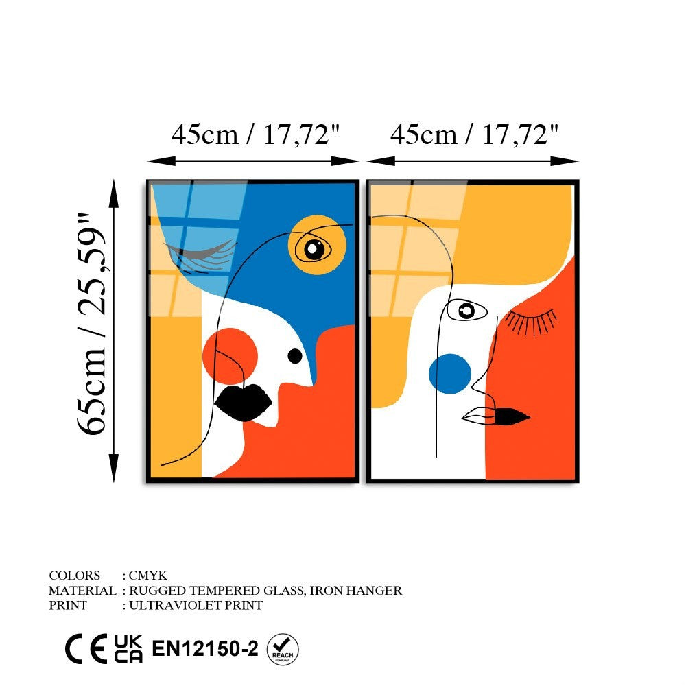 Quadro Decorativo em Vidro Temperado UV-950 (2 Peças) – Multicolor, 45 x 65 cm, 4 mm