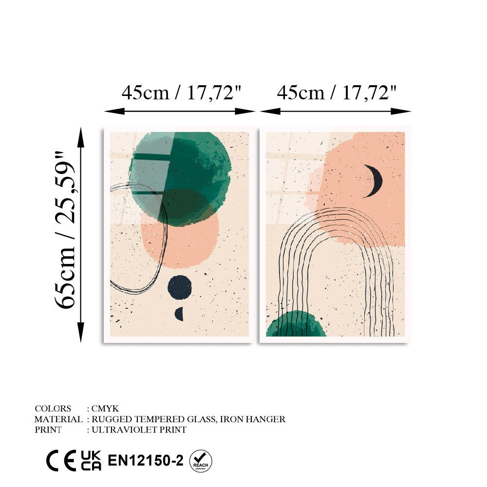 Quadro Decorativo em Vidro Temperado 100% UV-951, Multicolor, 2 Peças (45 x 65 cm, 4 mm)