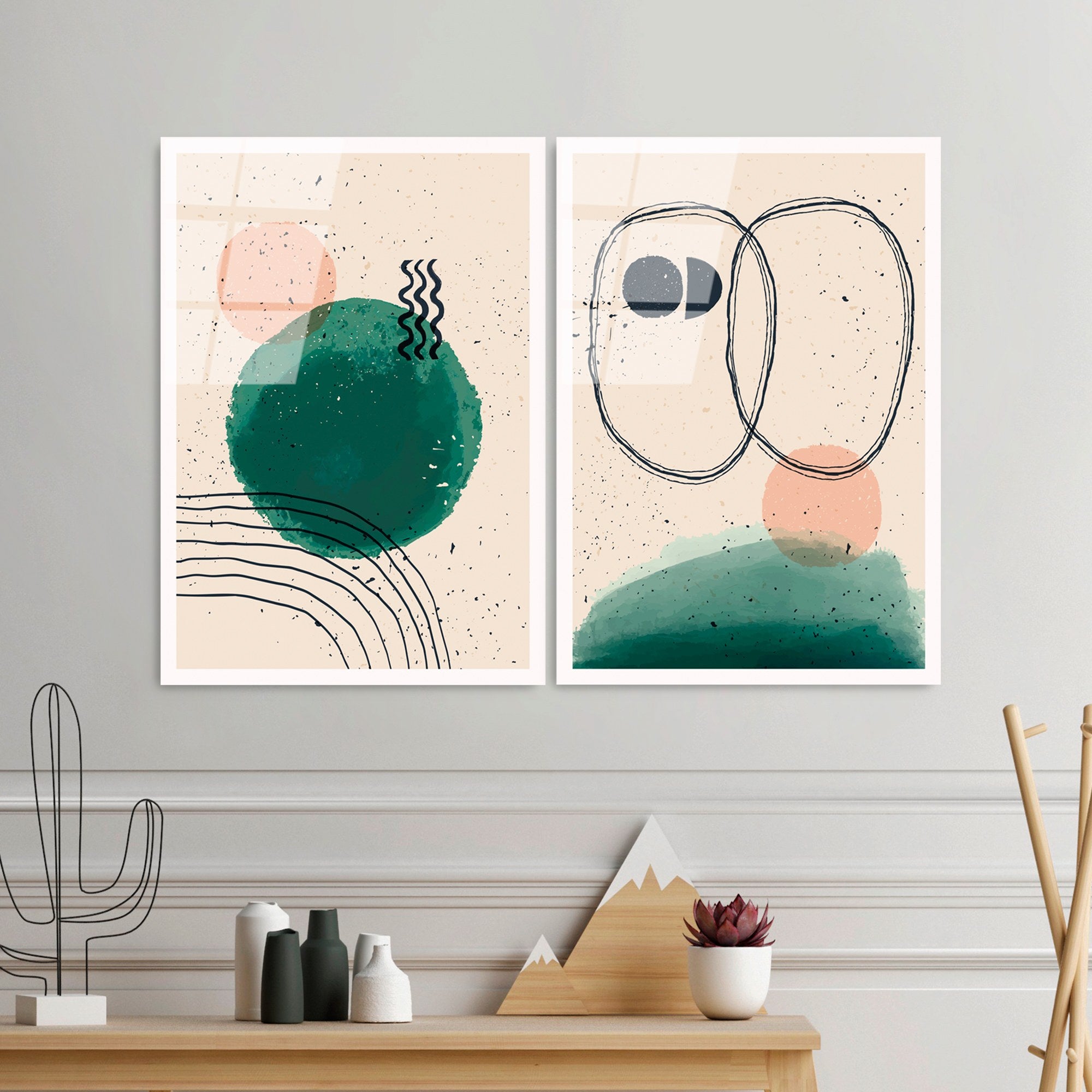 Quadro Decorativo em Vidro 100% Temperado UV-952, 45 x 65 cm (2 Peças), Multicolorido, 4 mm