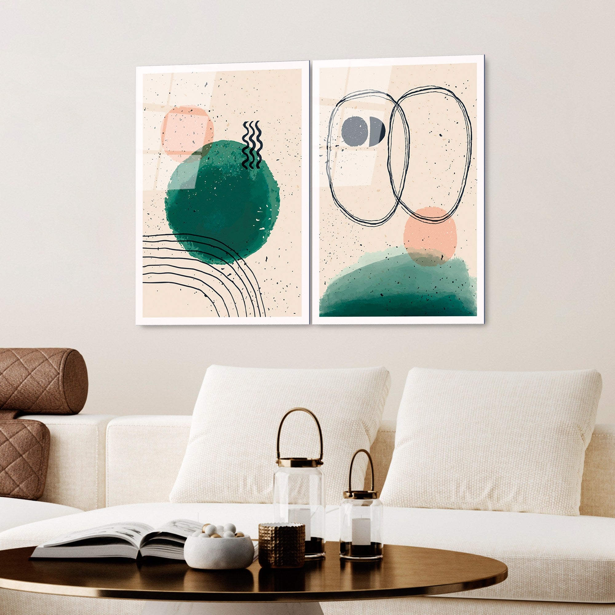 Quadro Decorativo em Vidro 100% Temperado UV-952, 45 x 65 cm (2 Peças), Multicolorido, 4 mm