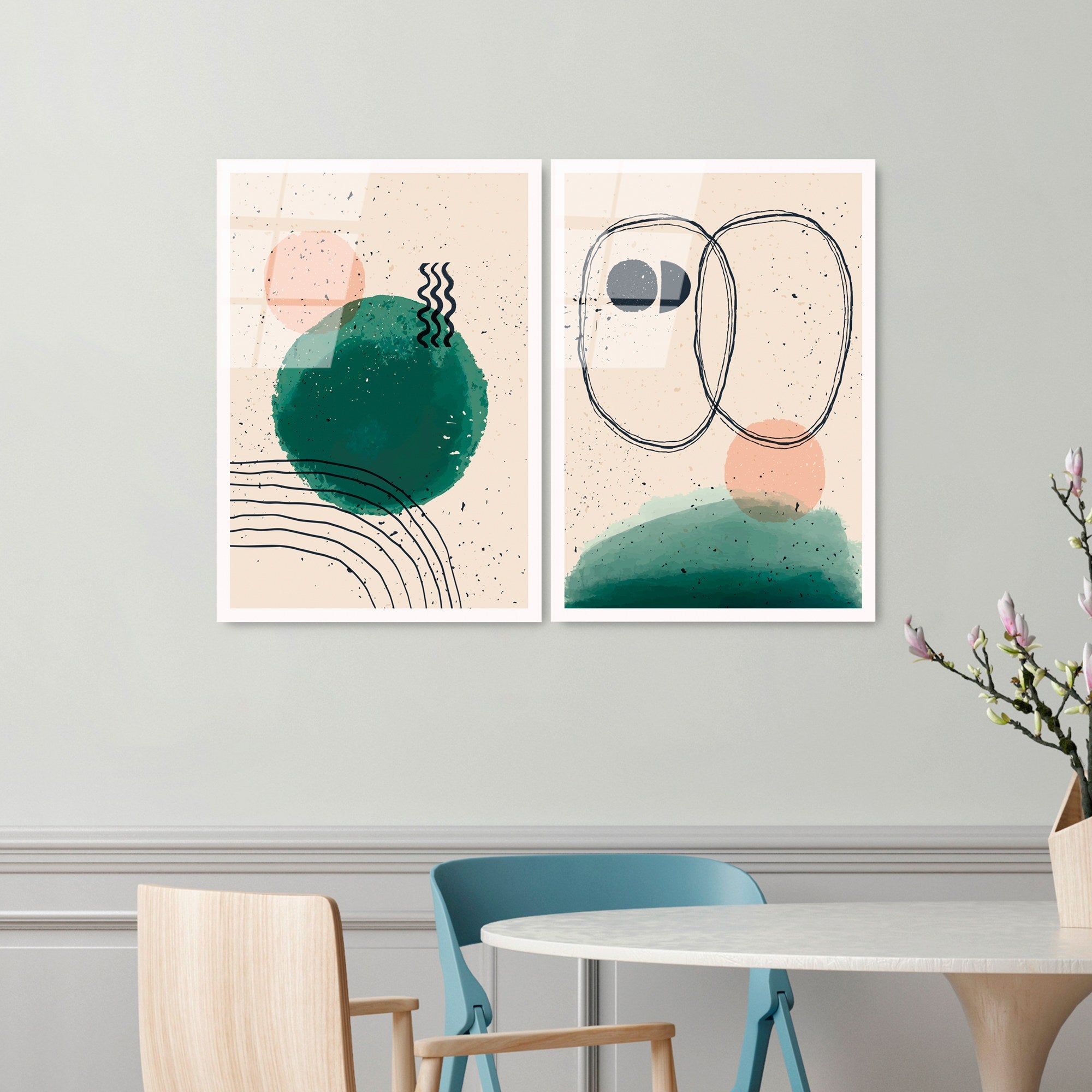 Quadro Decorativo em Vidro 100% Temperado UV-952, 45 x 65 cm (2 Peças), Multicolorido, 4 mm