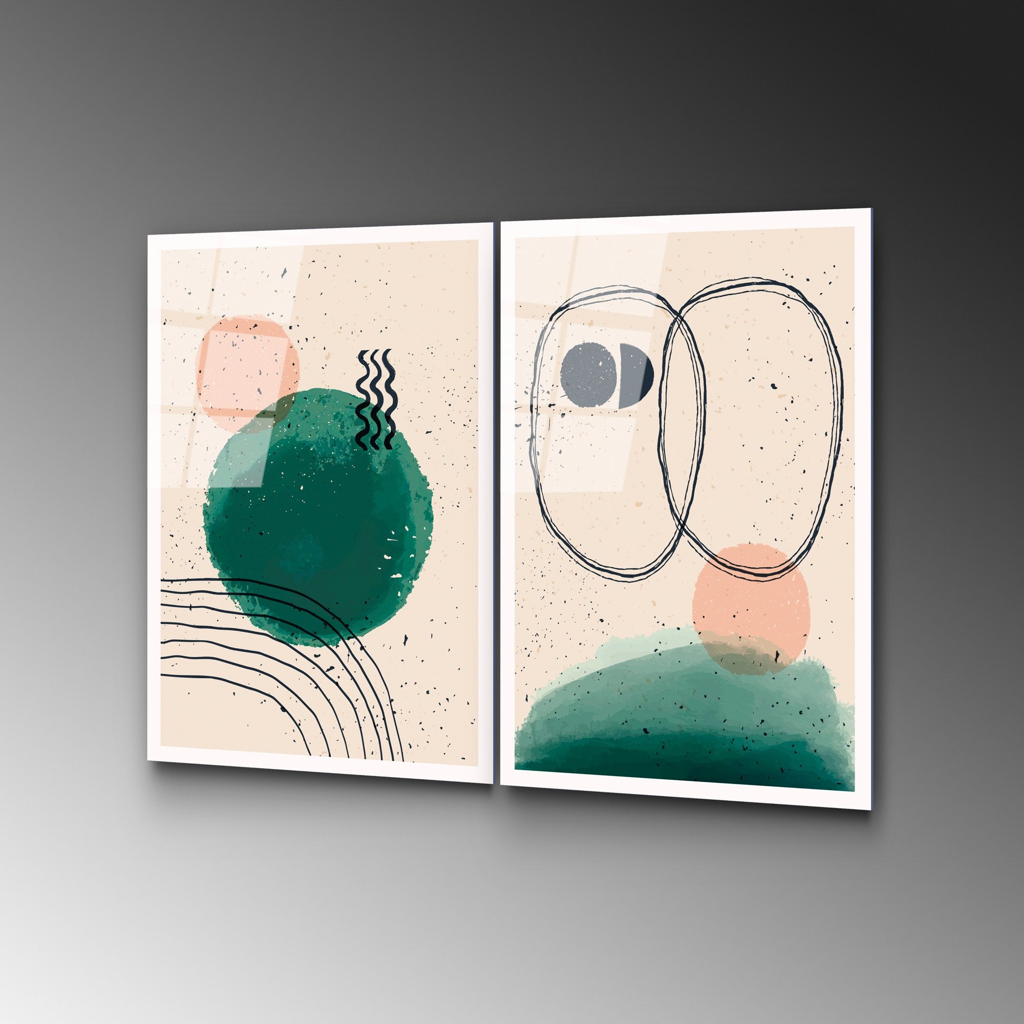 Quadro Decorativo em Vidro 100% Temperado UV-952, 45 x 65 cm (2 Peças), Multicolorido, 4 mm