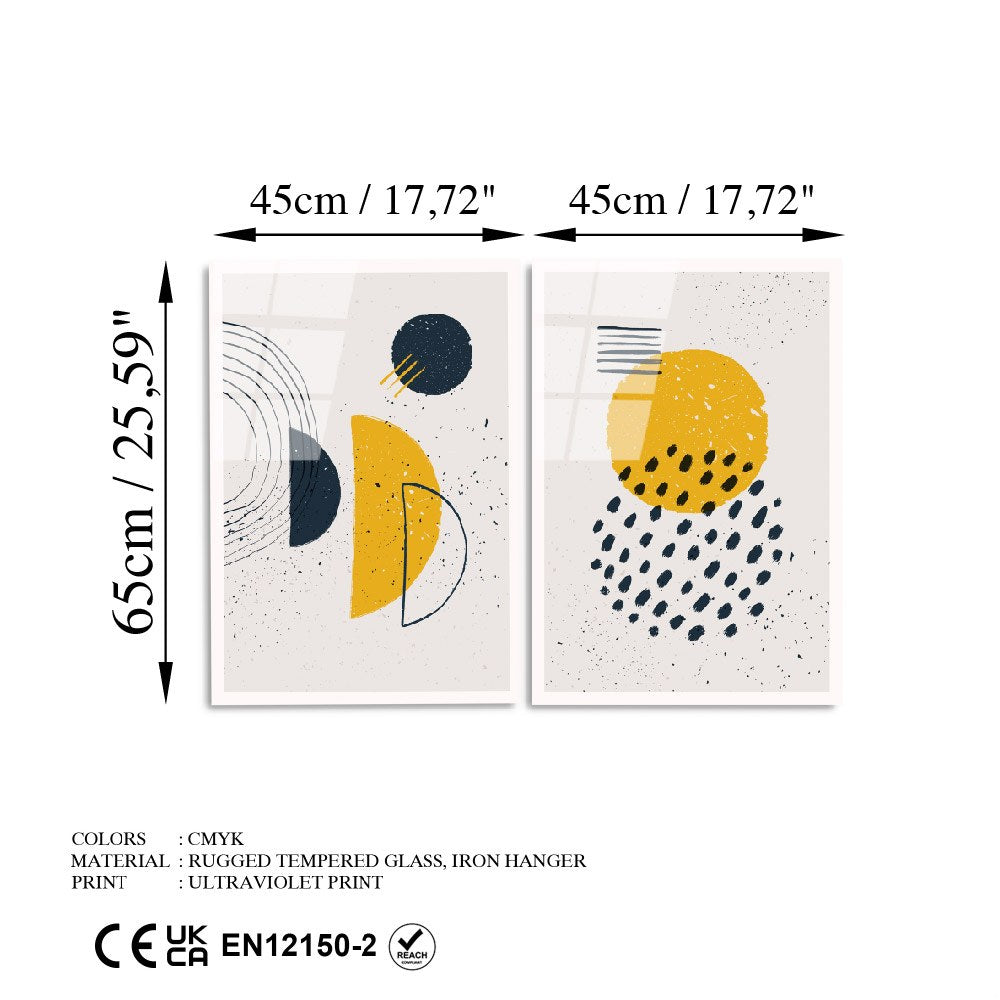 Quadro Decorativo em Vidro Temperado Multicolor UV-953, 45 x 65 cm (2 Peças), 4 mm