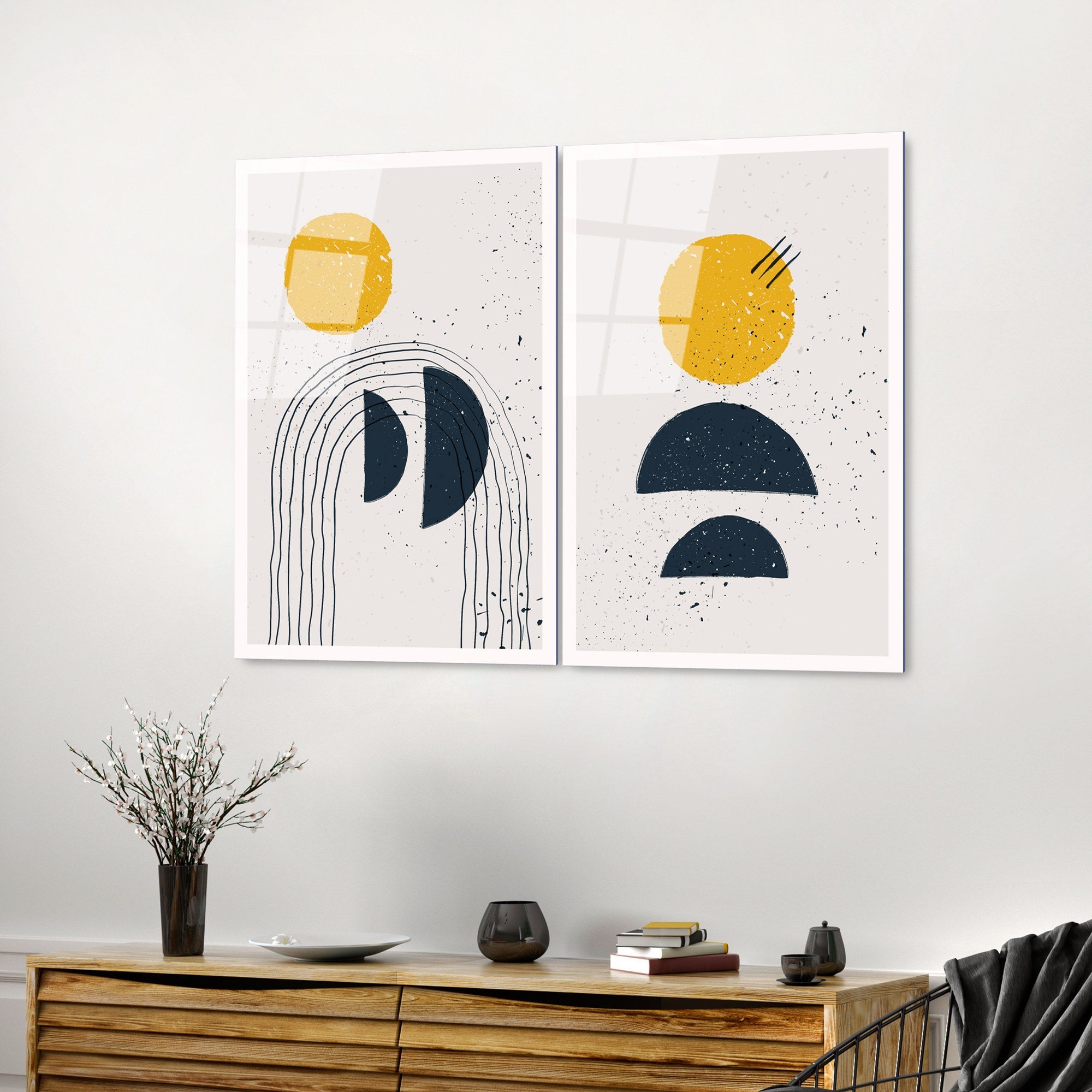 Quadro Decorativo em Vidro Temperado (2 Peças) 45 x 65 cm – Multicolor | UV-954