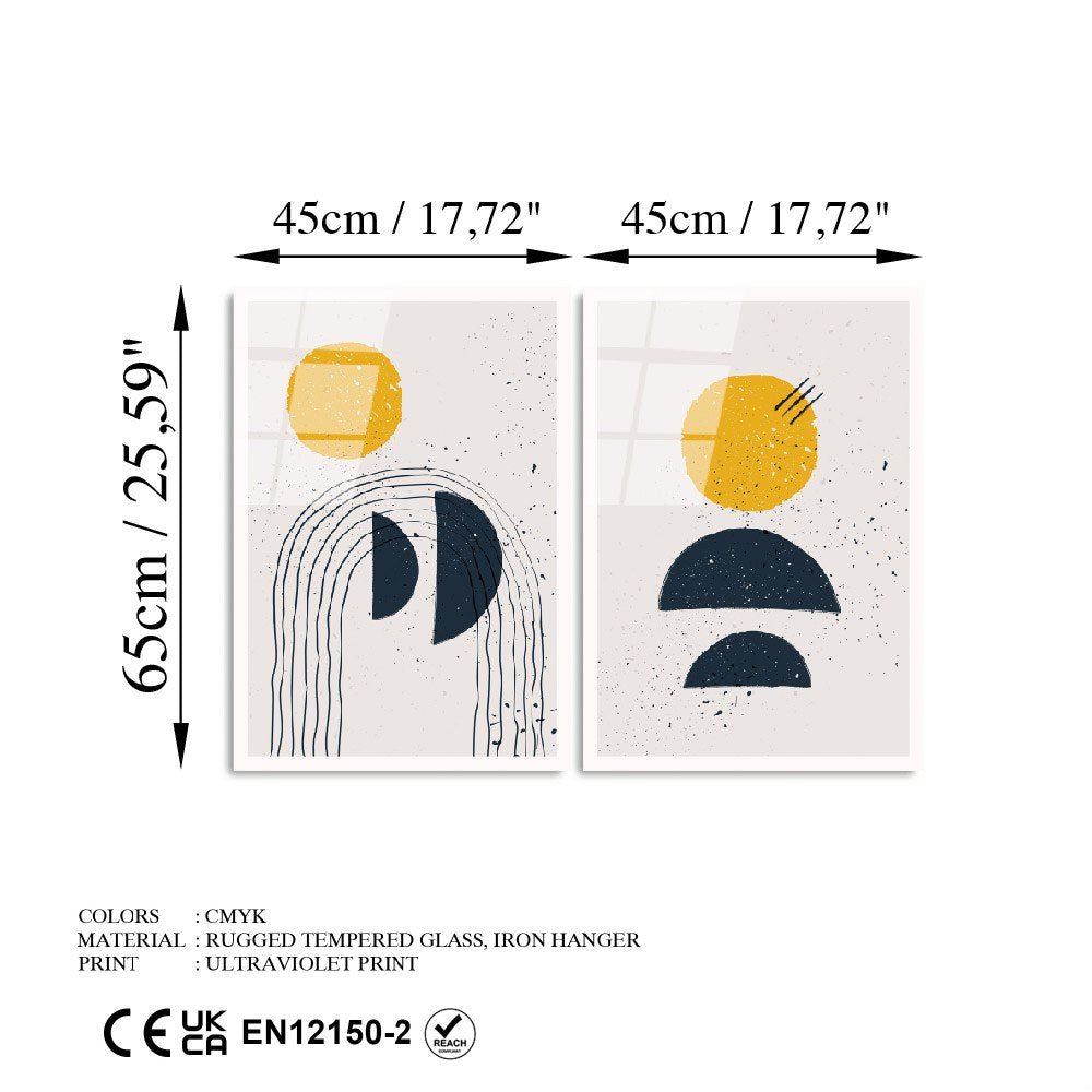 Quadro Decorativo em Vidro Temperado (2 Peças) 45 x 65 cm – Multicolor | UV-954