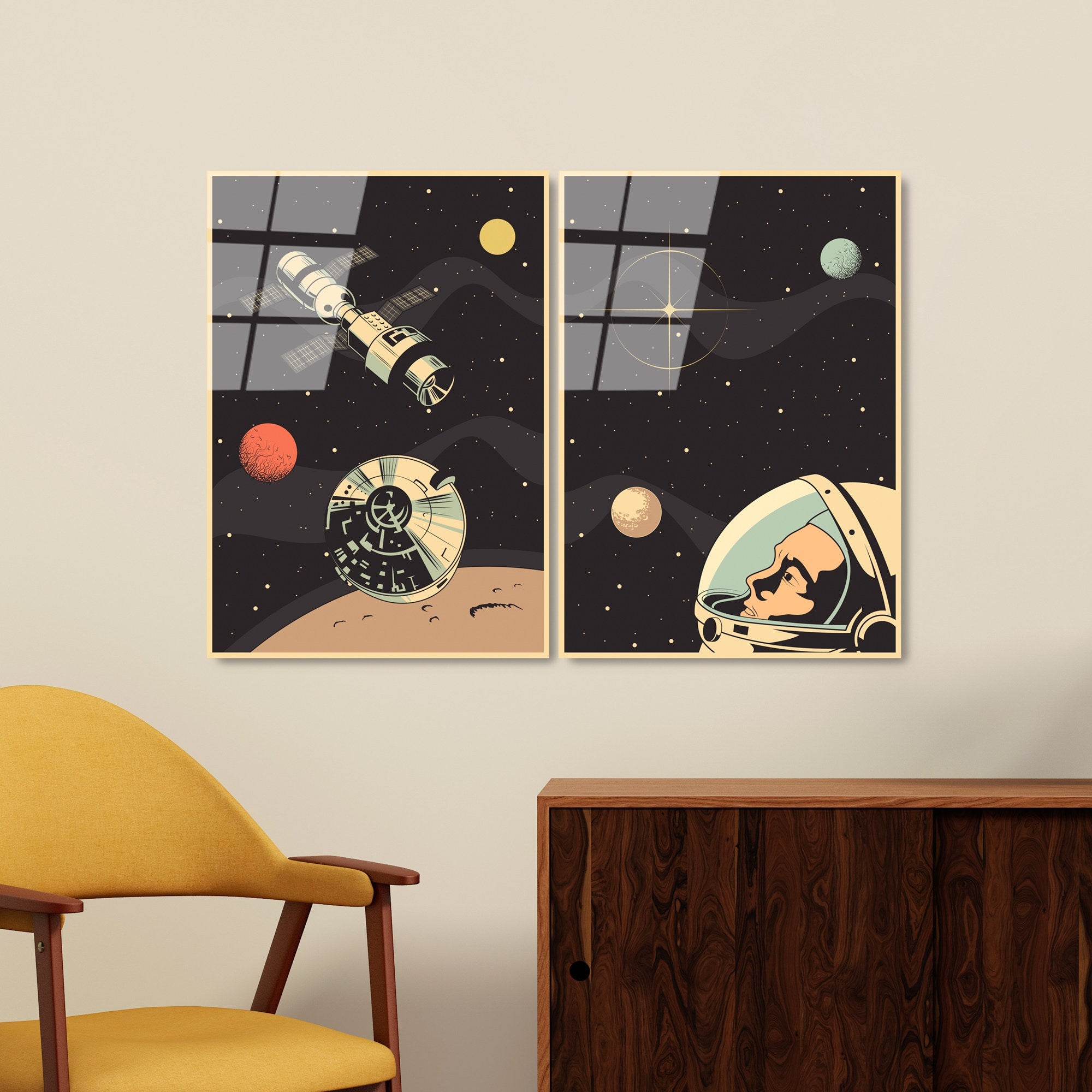 Conjunto de 2 Quadros em Vidro Temperado UV-966, Multicolor, 45x65 cm, 4 mm