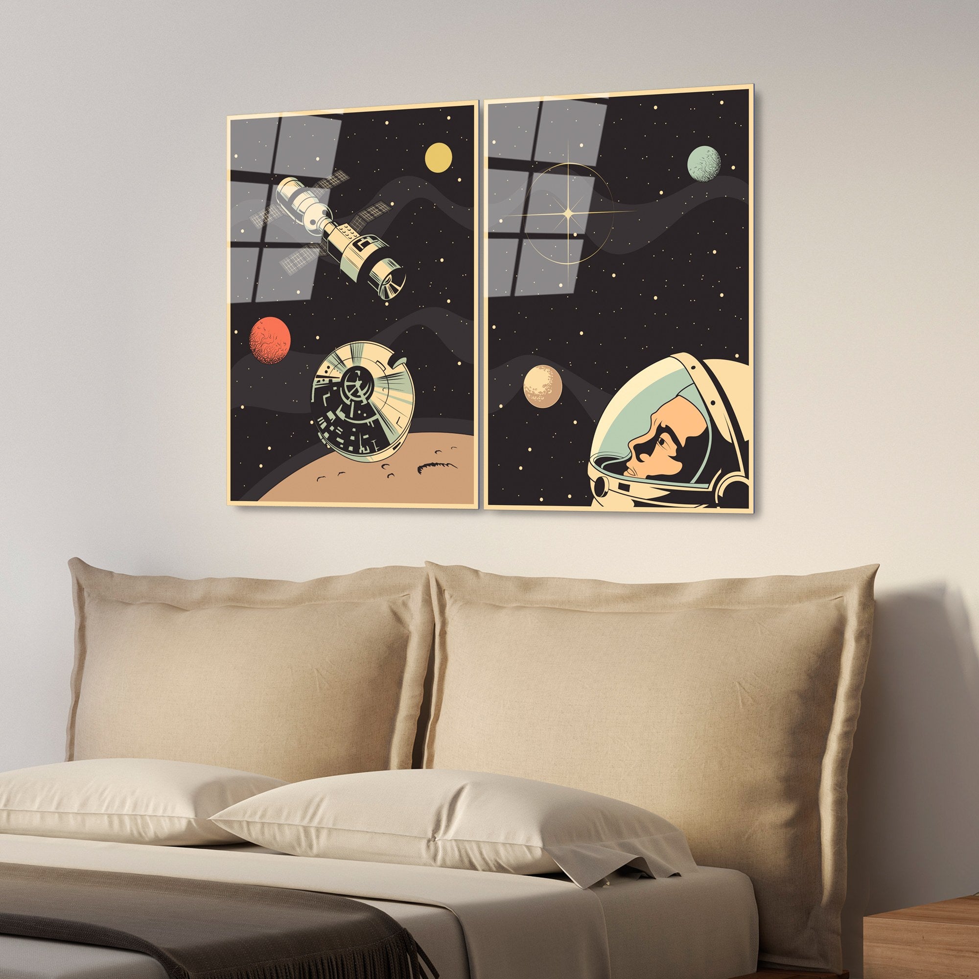 Conjunto de 2 Quadros em Vidro Temperado UV-966, Multicolor, 45x65 cm, 4 mm