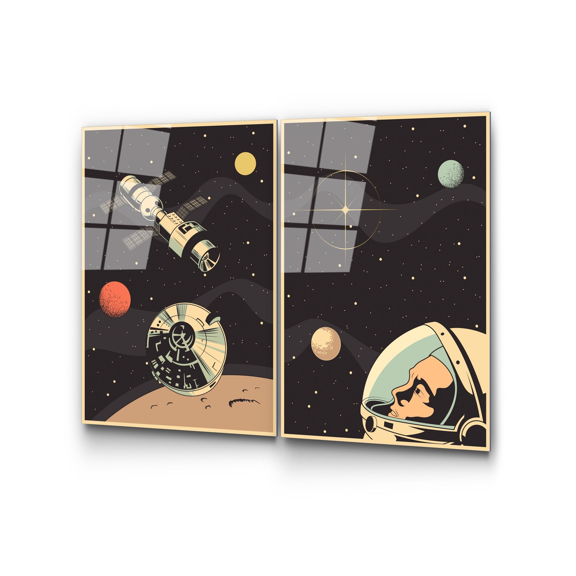 Conjunto de 2 Quadros em Vidro Temperado UV-966, Multicolor, 45x65 cm, 4 mm