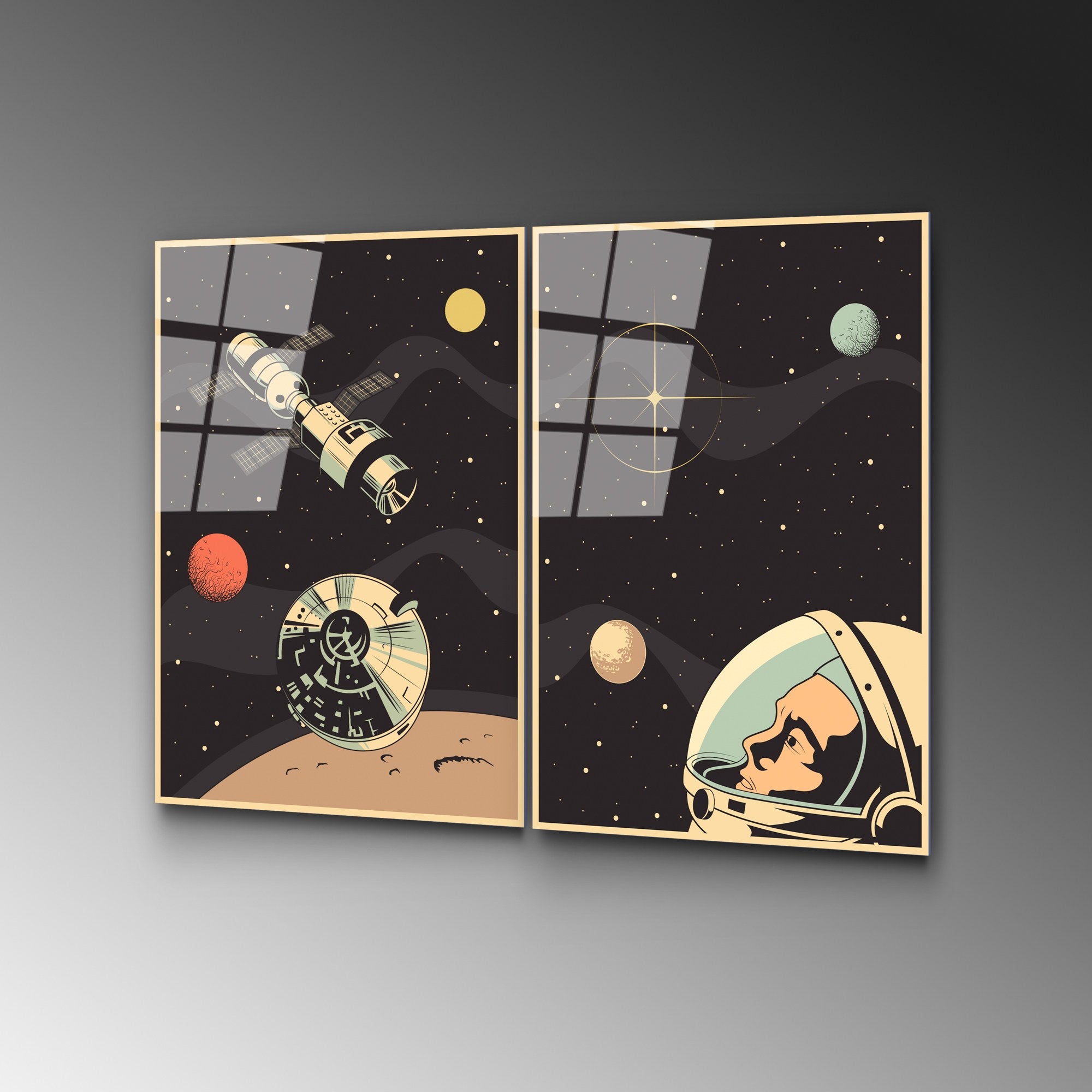 Conjunto de 2 Quadros em Vidro Temperado UV-966, Multicolor, 45x65 cm, 4 mm