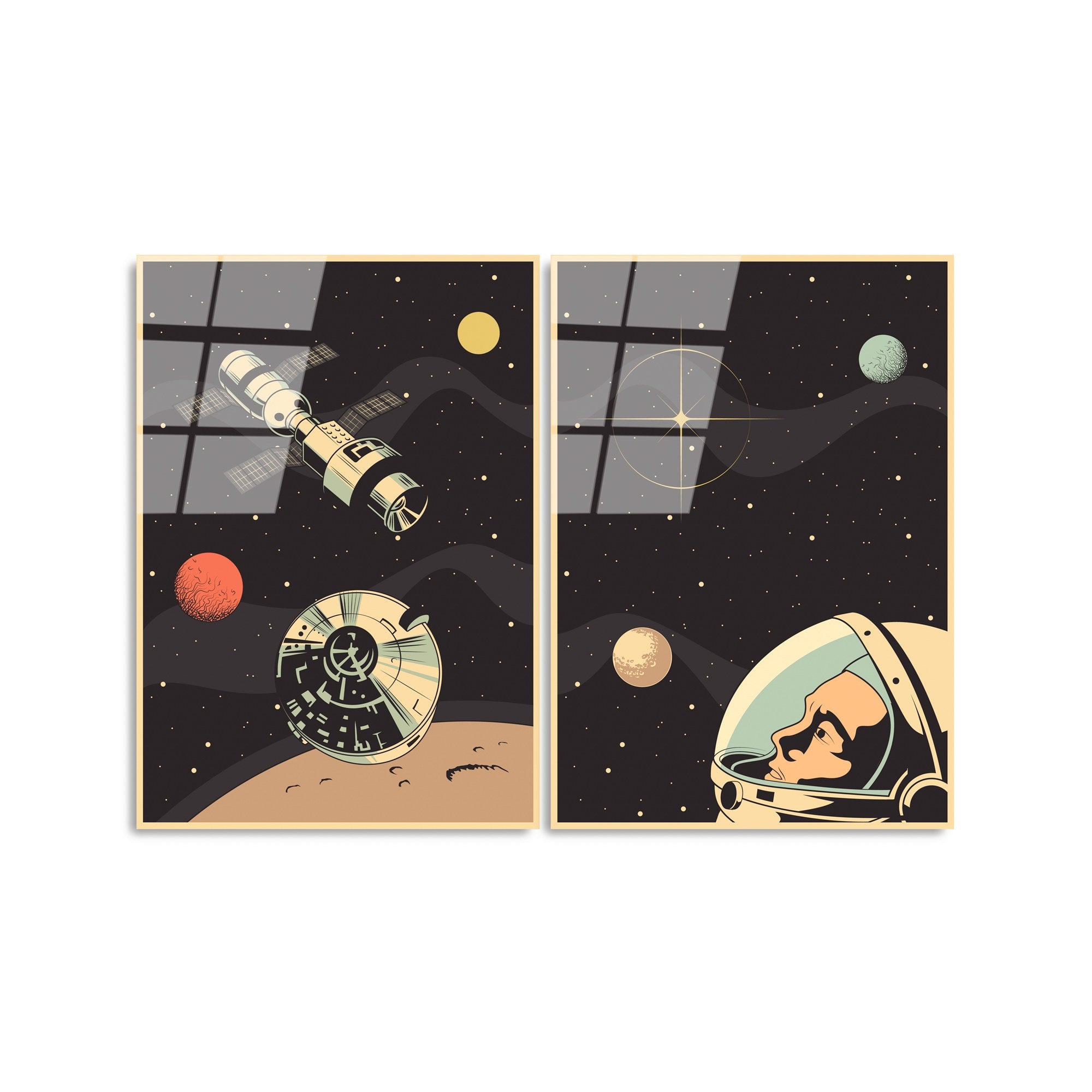 Conjunto de 2 Quadros em Vidro Temperado UV-966, Multicolor, 45x65 cm, 4 mm