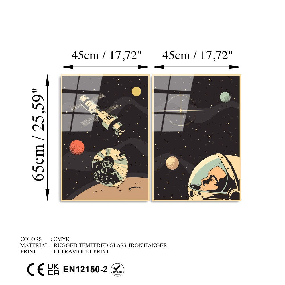 Conjunto de 2 Quadros em Vidro Temperado UV-966, Multicolor, 45x65 cm, 4 mm