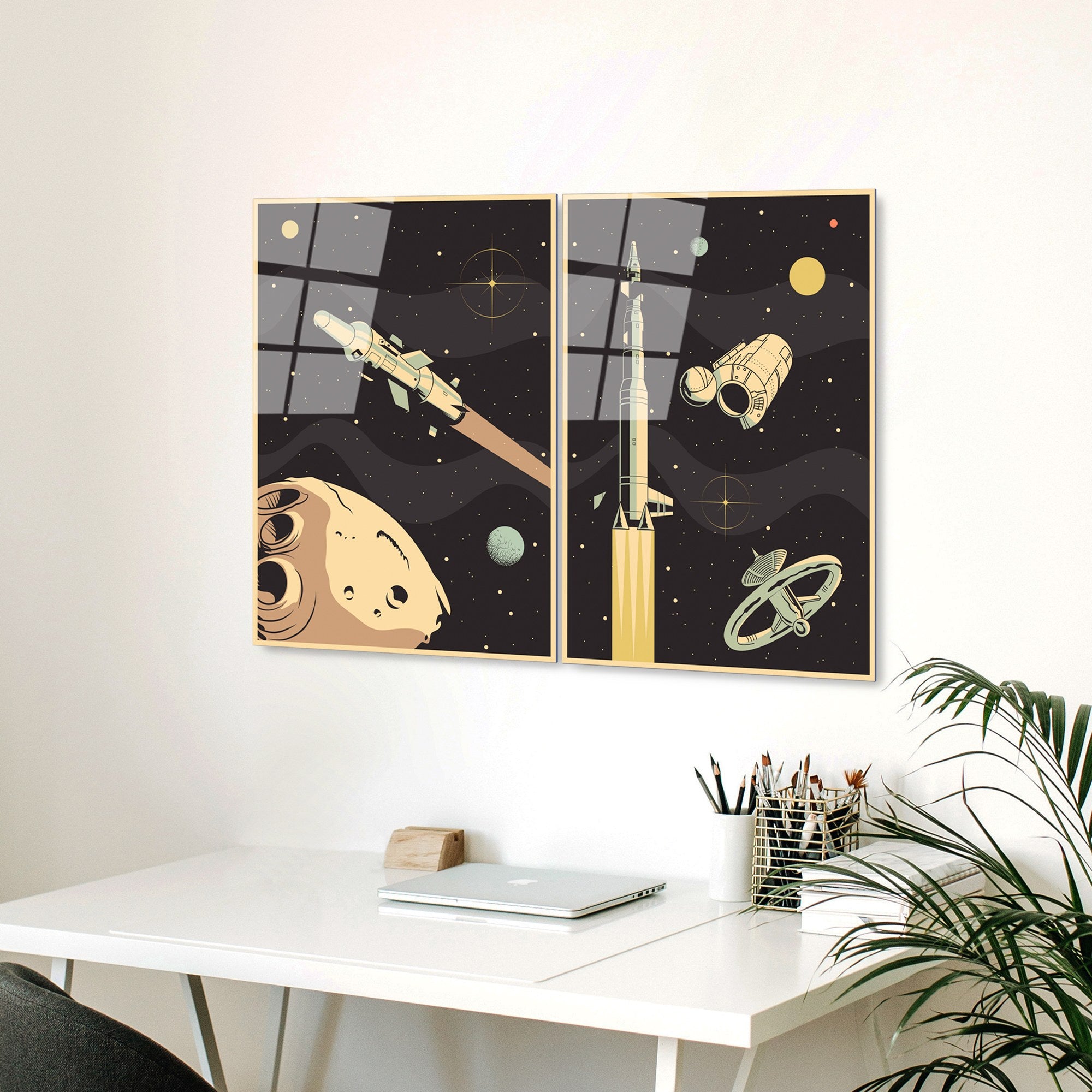 Quadro Decorativo em Vidro Temperado Multicolor (2 Peças) 45 x 65 cm – UV-967