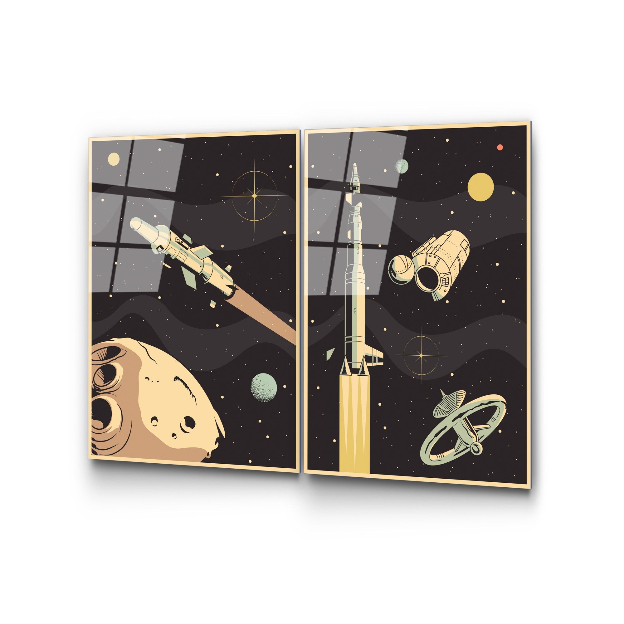 Quadro Decorativo em Vidro Temperado Multicolor (2 Peças) 45 x 65 cm – UV-967