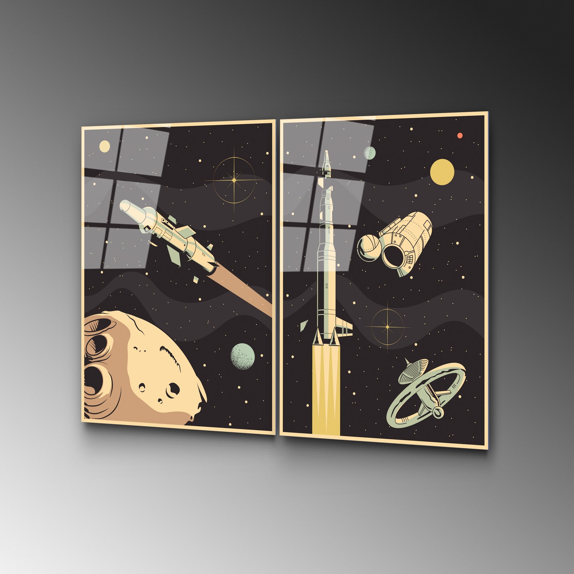 Quadro Decorativo em Vidro Temperado Multicolor (2 Peças) 45 x 65 cm – UV-967