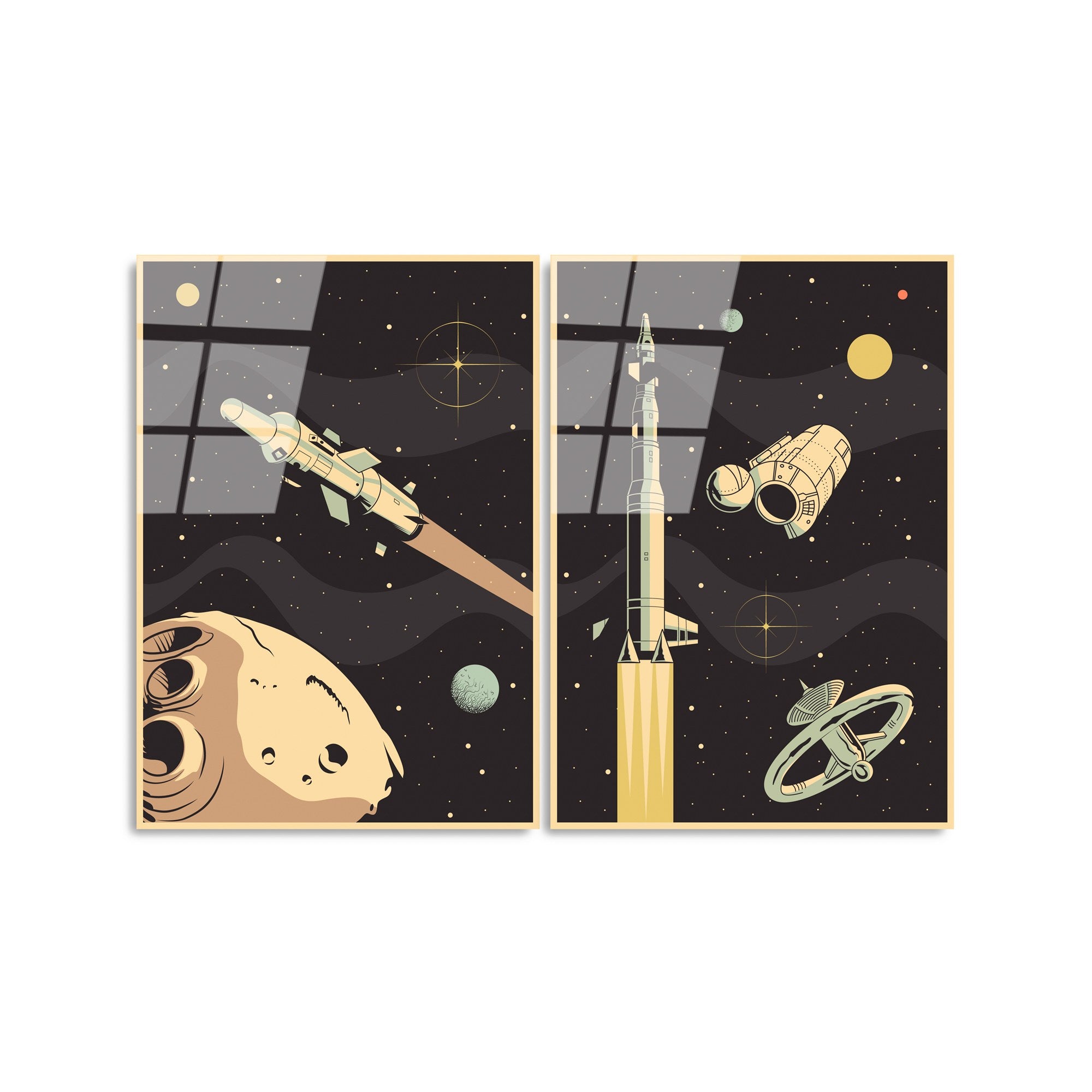 Quadro Decorativo em Vidro Temperado Multicolor (2 Peças) 45 x 65 cm – UV-967