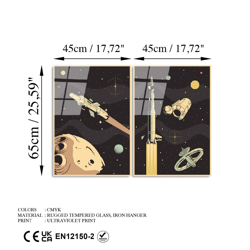 Quadro Decorativo em Vidro Temperado Multicolor (2 Peças) 45 x 65 cm – UV-967