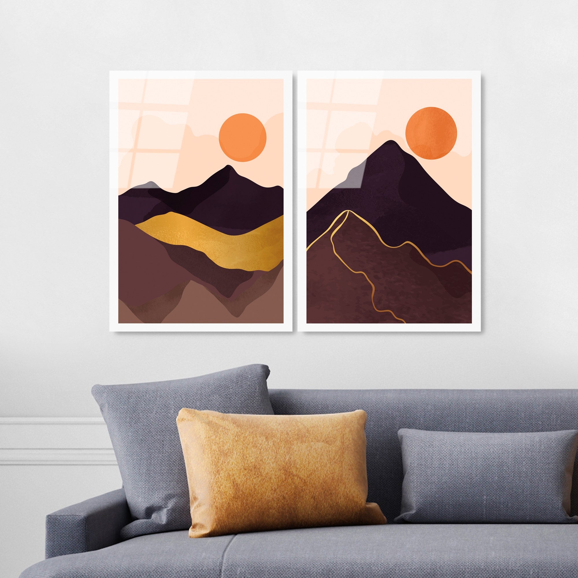 Conjunto de Quadros em Vidro Temperado UV-968 (2 Peças) – 45 x 65 cm – Multicolor – 4 mm