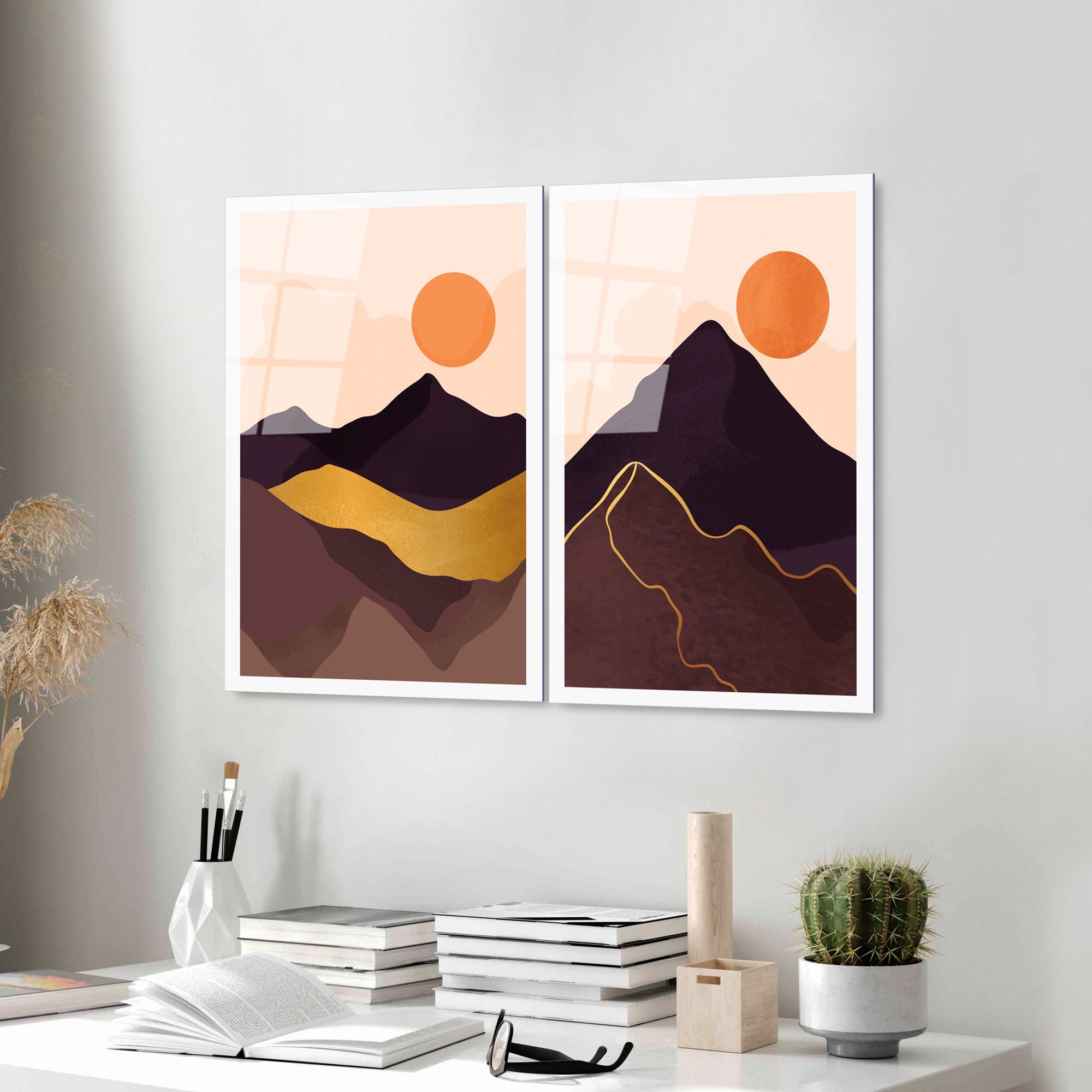 Conjunto de Quadros em Vidro Temperado UV-968 (2 Peças) – 45 x 65 cm – Multicolor – 4 mm