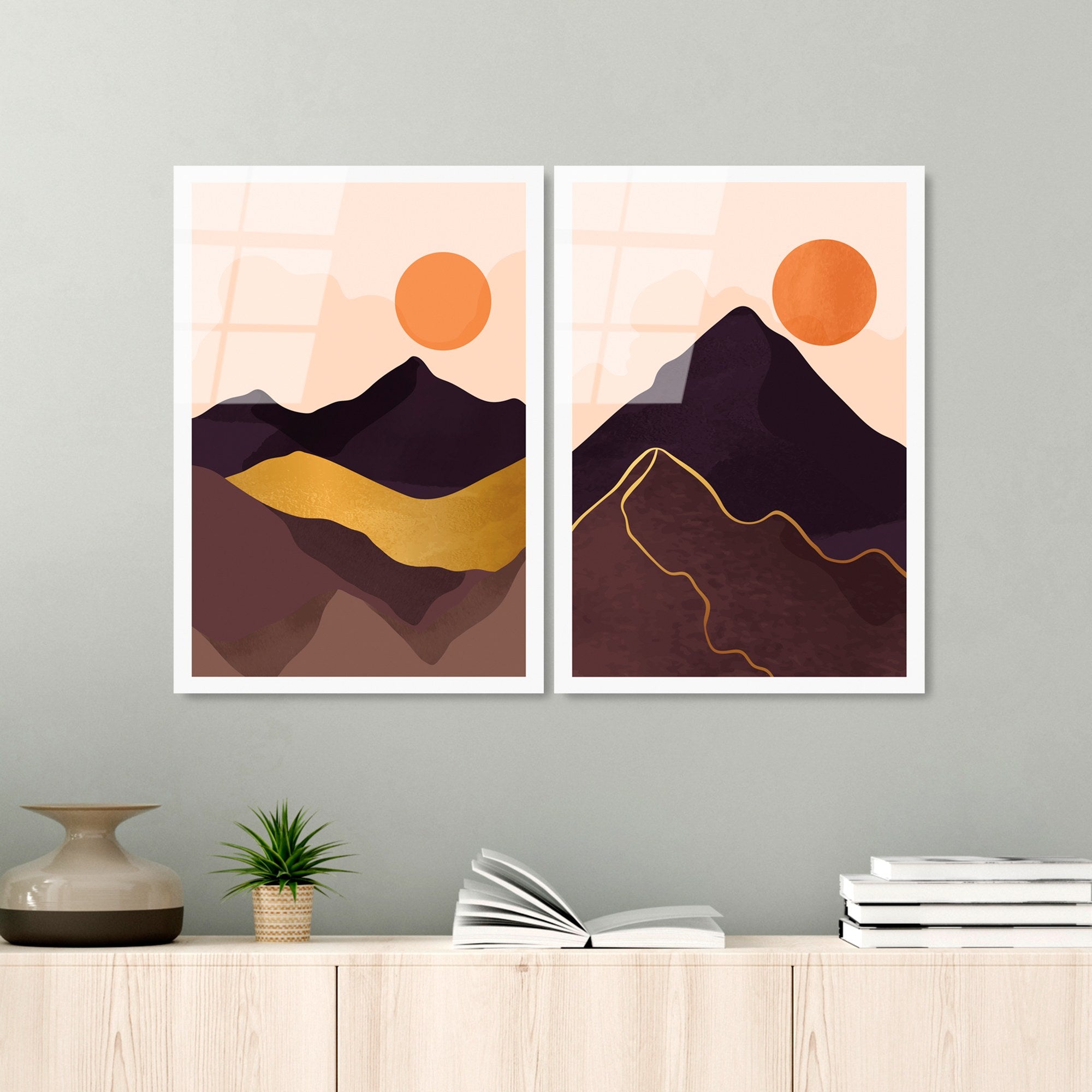 Conjunto de Quadros em Vidro Temperado UV-968 (2 Peças) – 45 x 65 cm – Multicolor – 4 mm